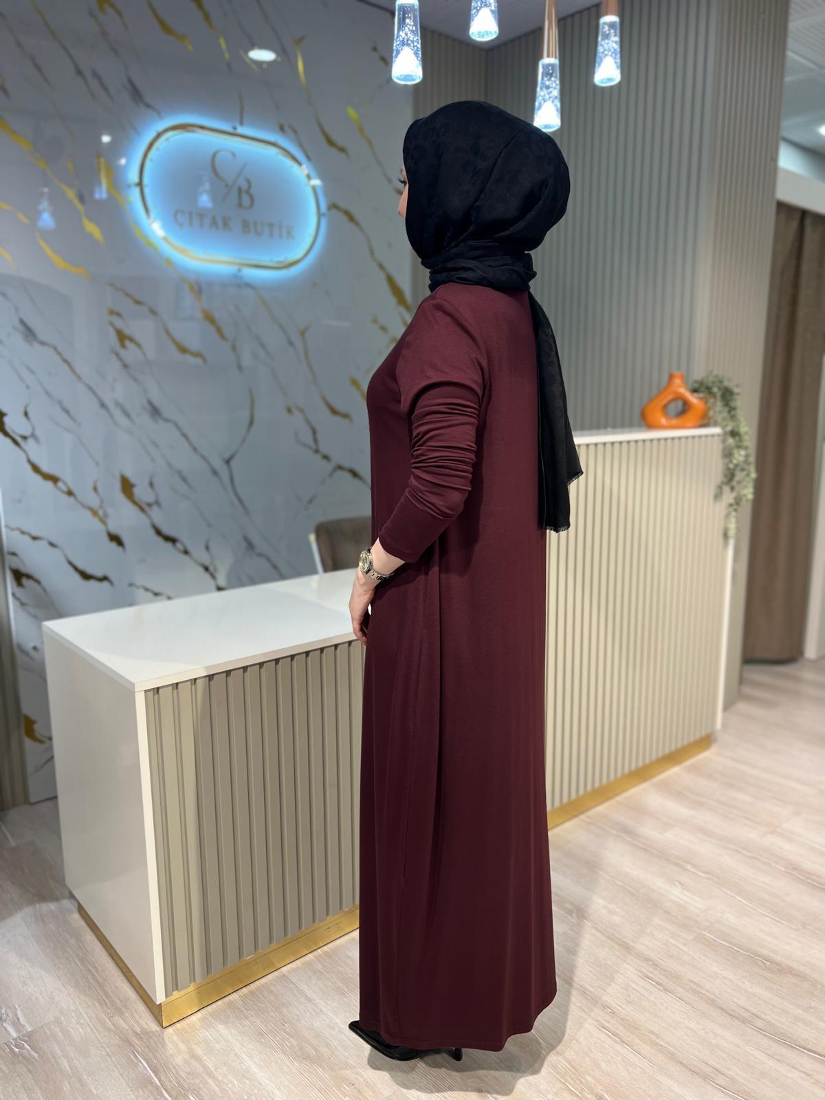 NURCAN ÇETİN 25193 BASIC ELBİSE-BORDO