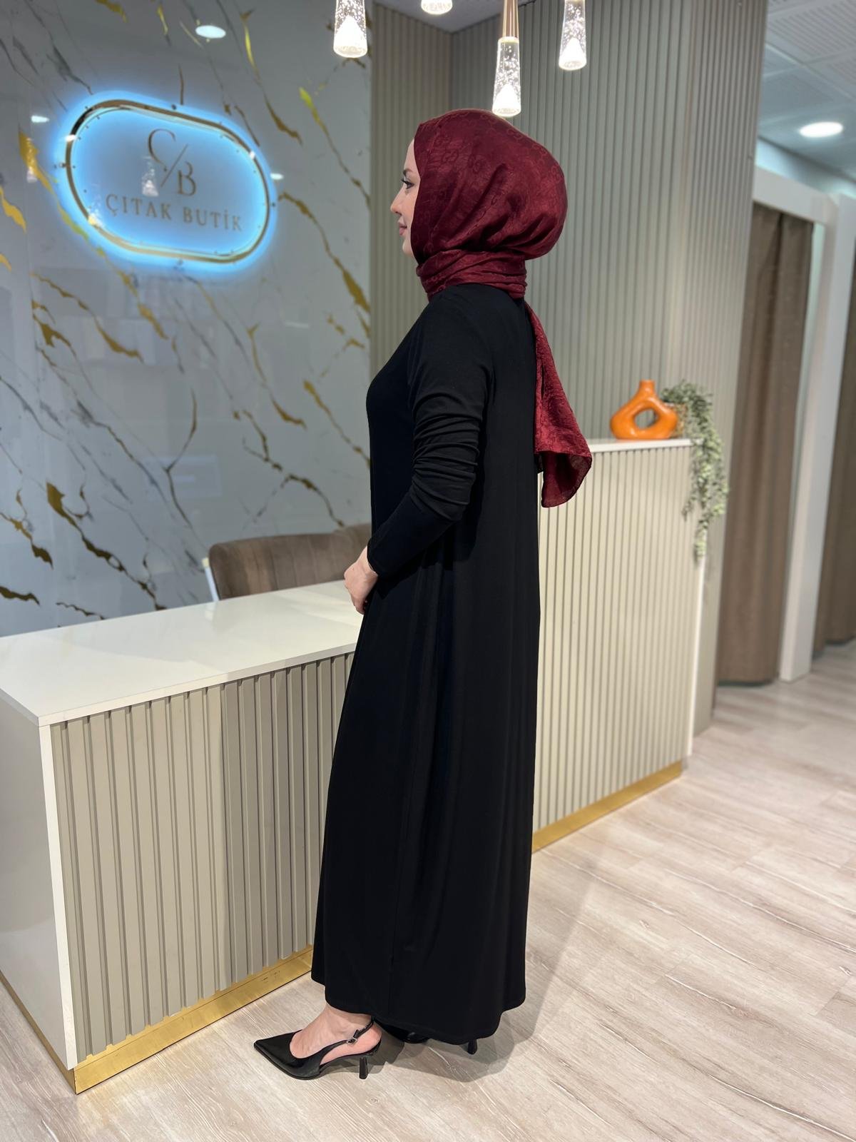 NURCAN ÇETİN 25193 BASIC ELBİSE-SİYAH