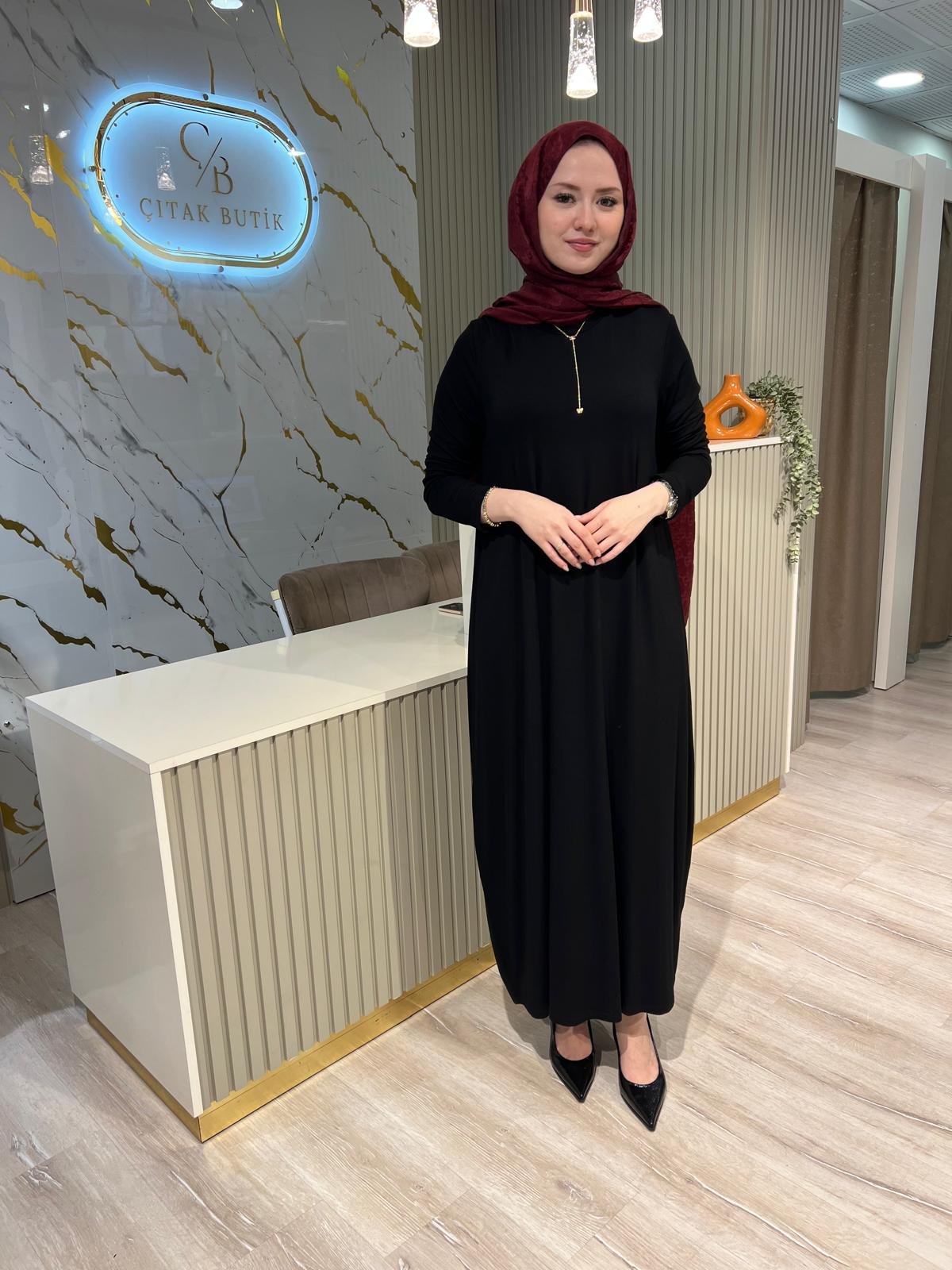 NURCAN ÇETİN 25193 BASIC ELBİSE-SİYAH