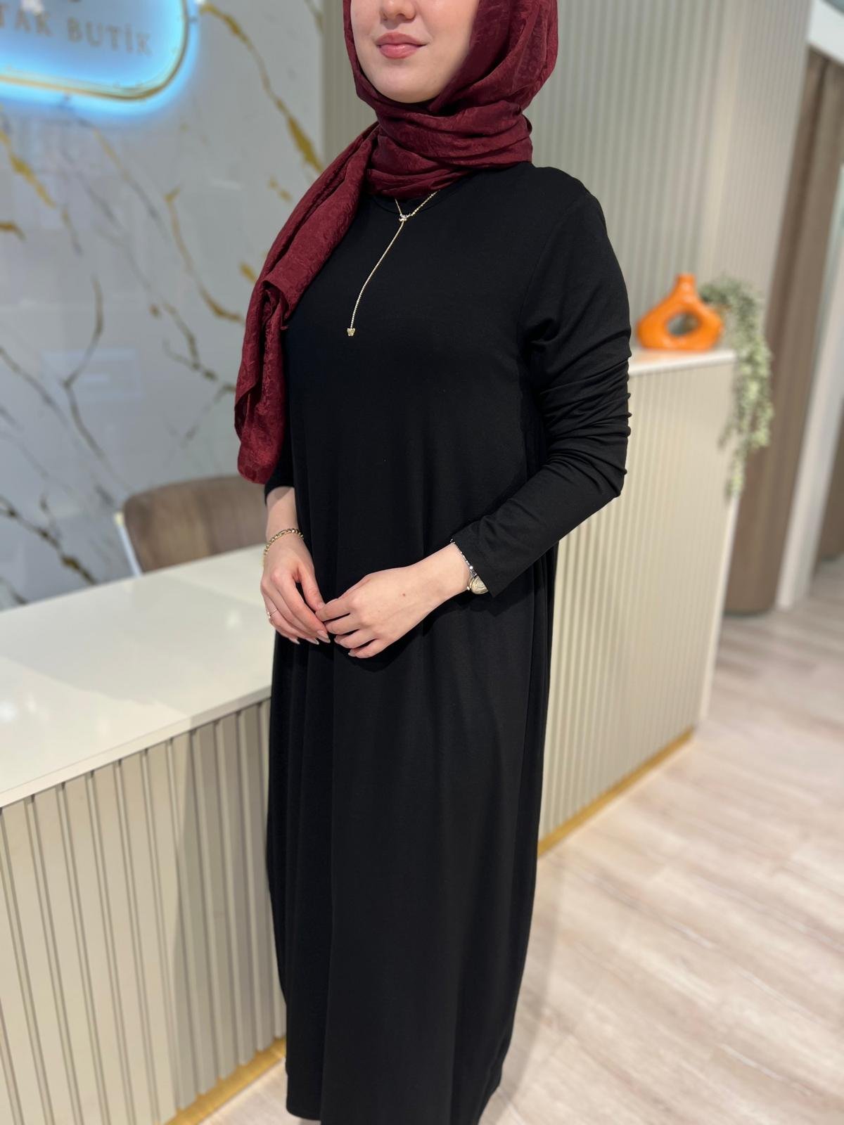 NURCAN ÇETİN 25193 BASIC ELBİSE-SİYAH