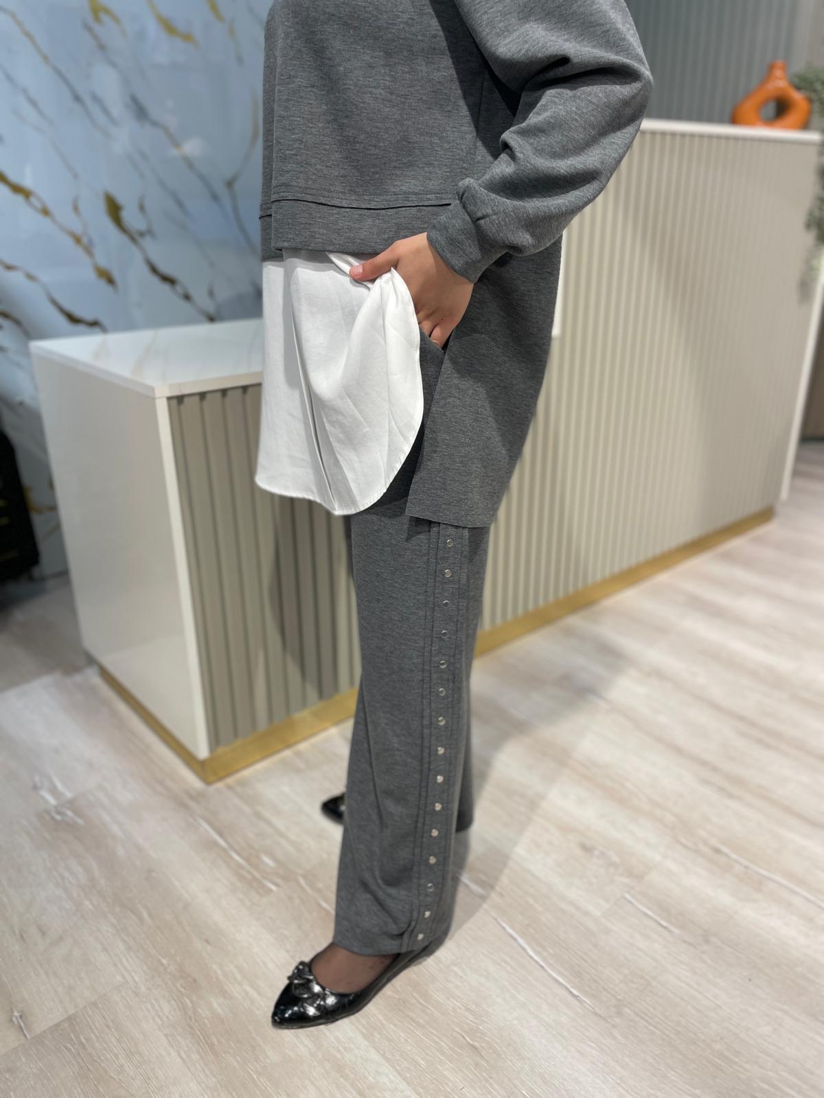 NURCAN ÇETİN 25574 PANTOLONLU SPOR TAKIM-GRİ