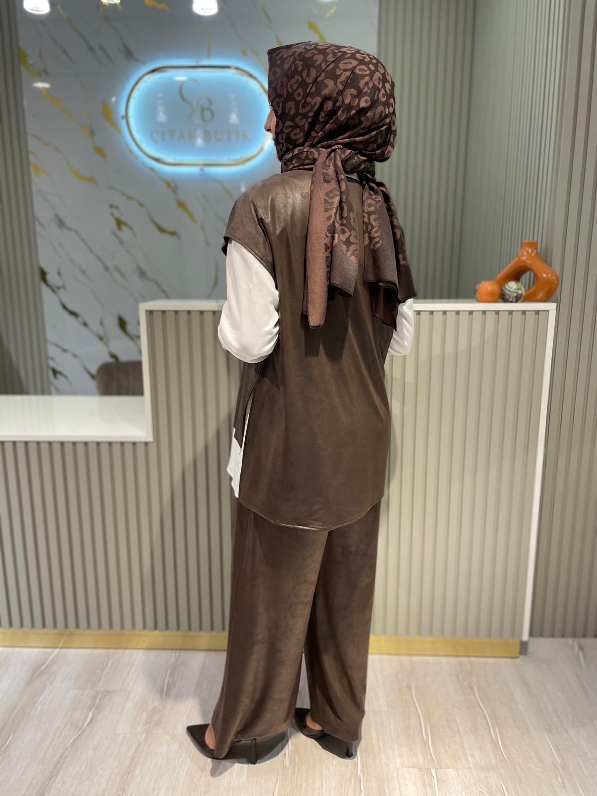 NURCAN ÇETİN 25616 3LÜ TAKIM-KAHVE