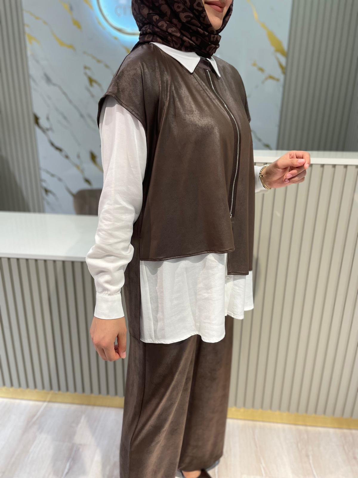 NURCAN ÇETİN 25616 3LÜ TAKIM-KAHVE