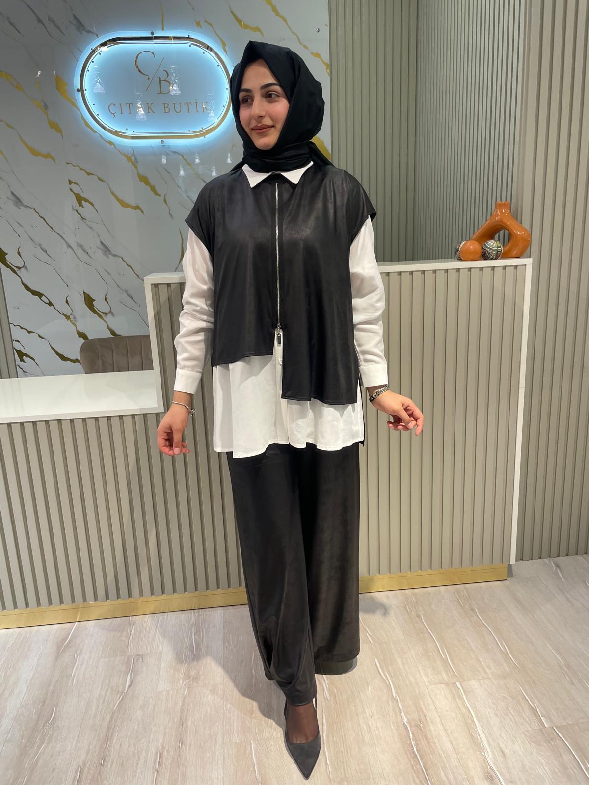 NURCAN ÇETİN 25616 3LÜ TAKIM-SİYAH