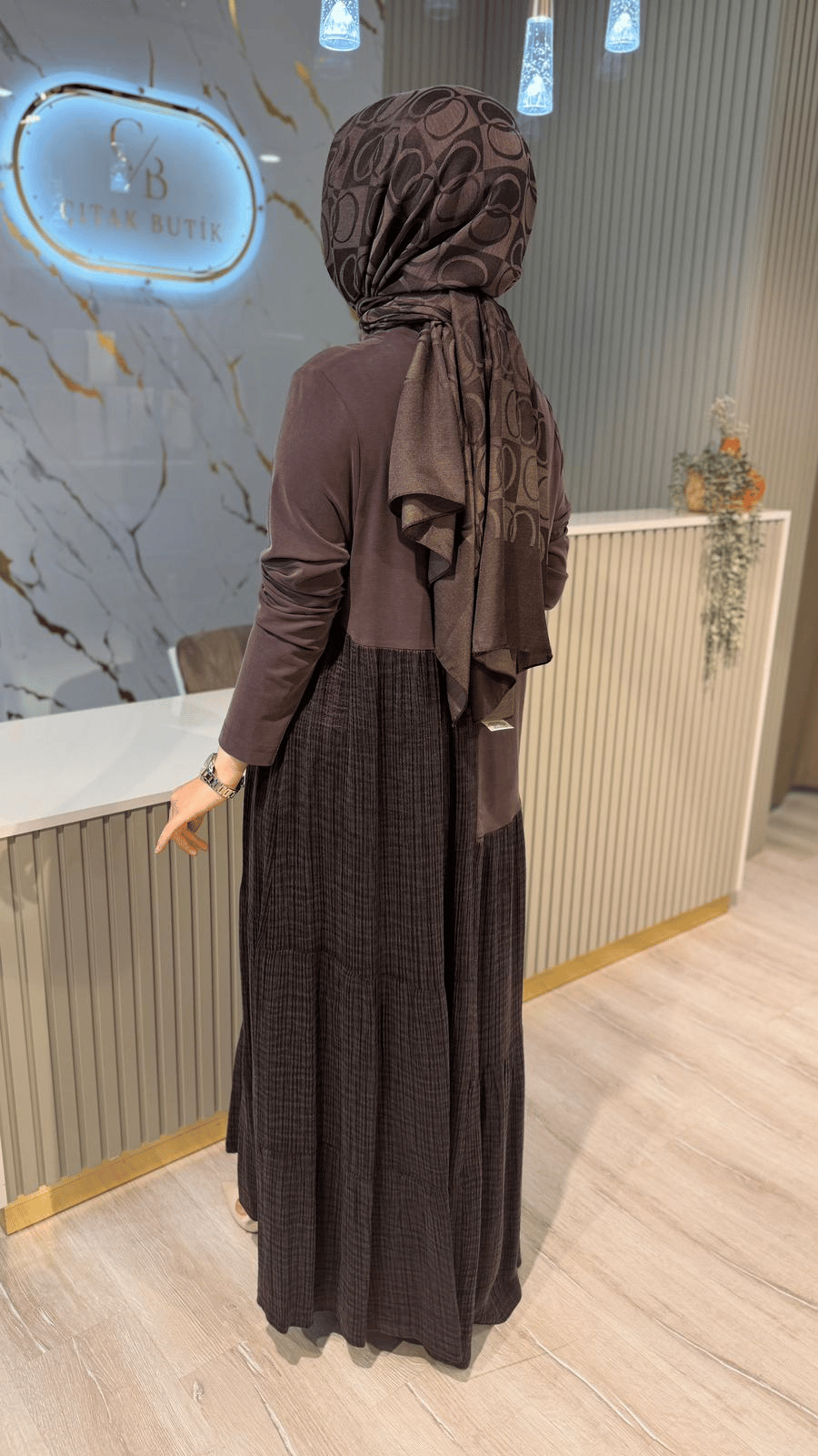 NURCAN ÇETİN 26154 ELBİSE - KAHVE