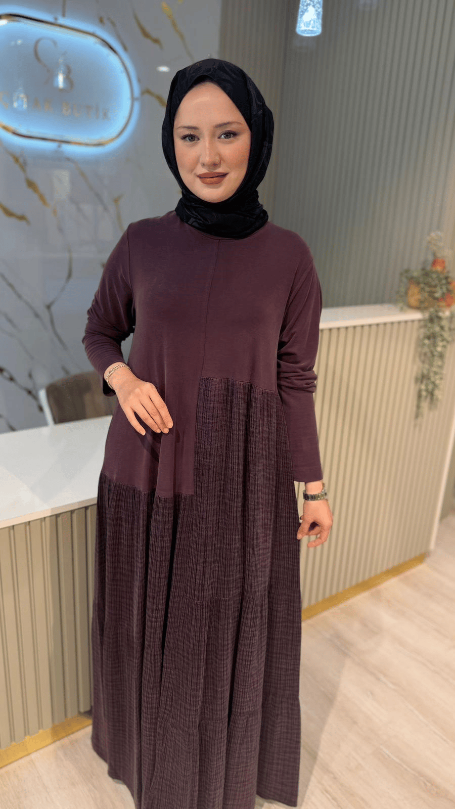 NURCAN ÇETİN 26154 ELBİSE - MÜRDÜM