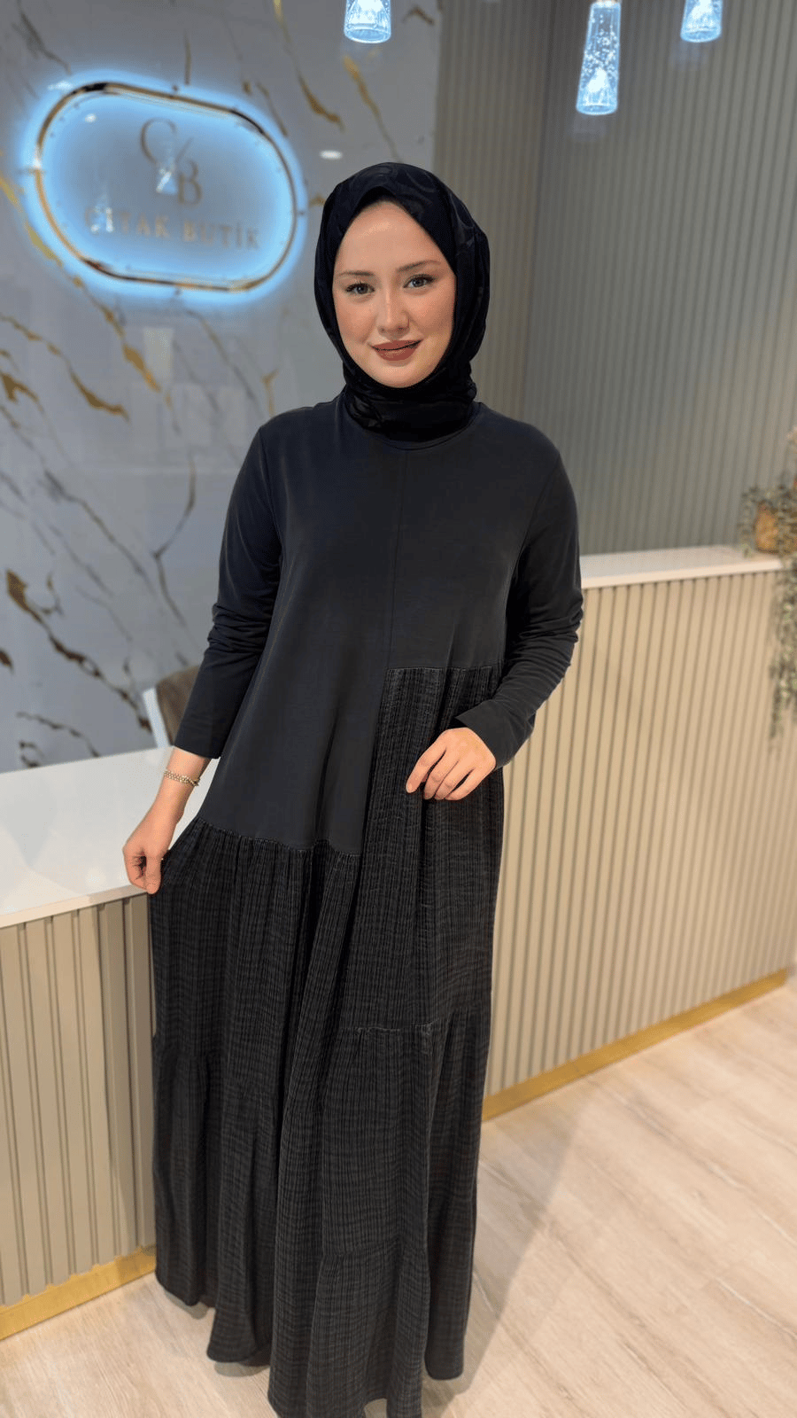 NURCAN ÇETİN 26154 ELBİSE - SİYAH