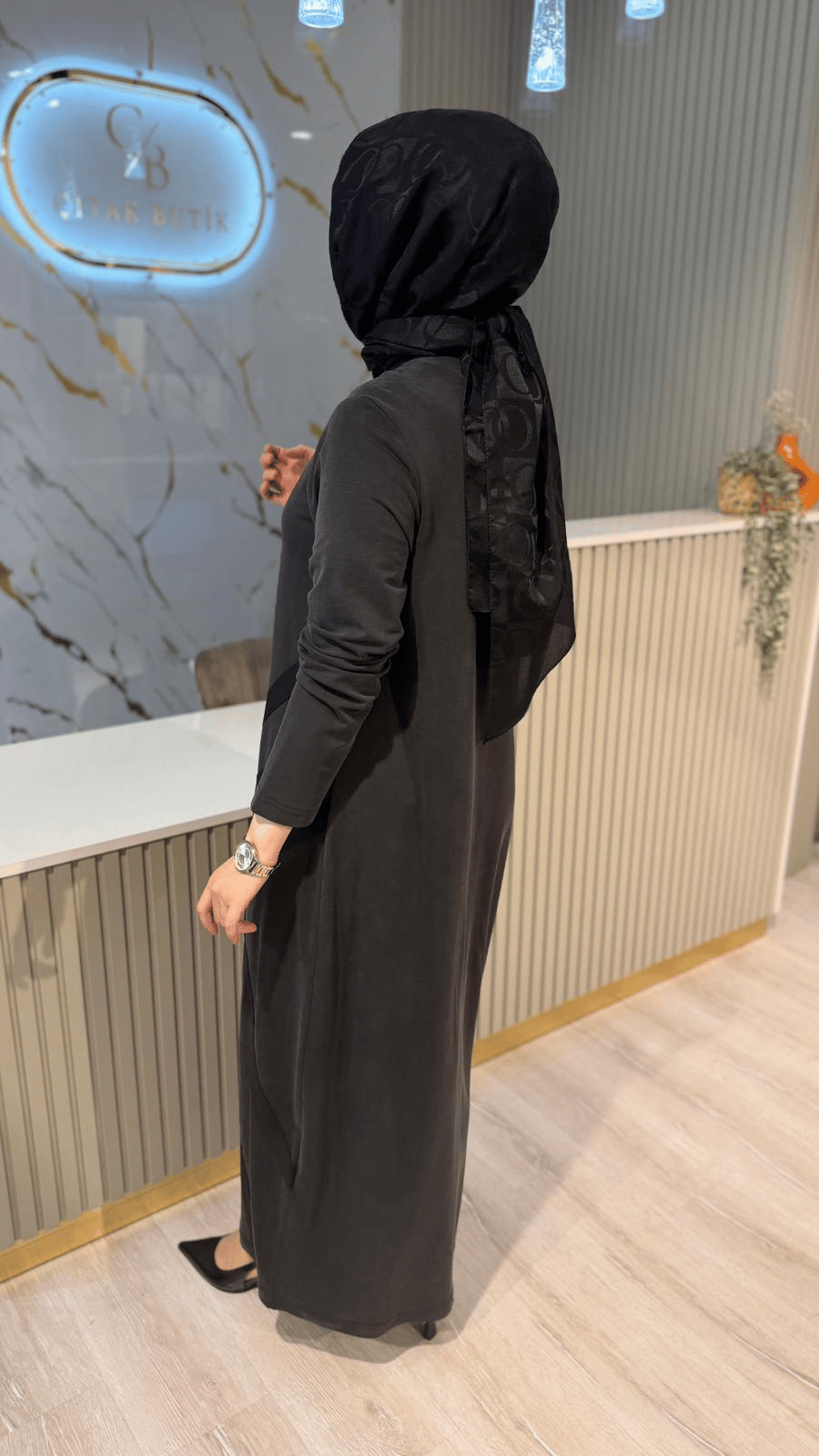 NURCAN ÇETİN 26158 FERMUAR DETAY ELBİSE-SİYAH
