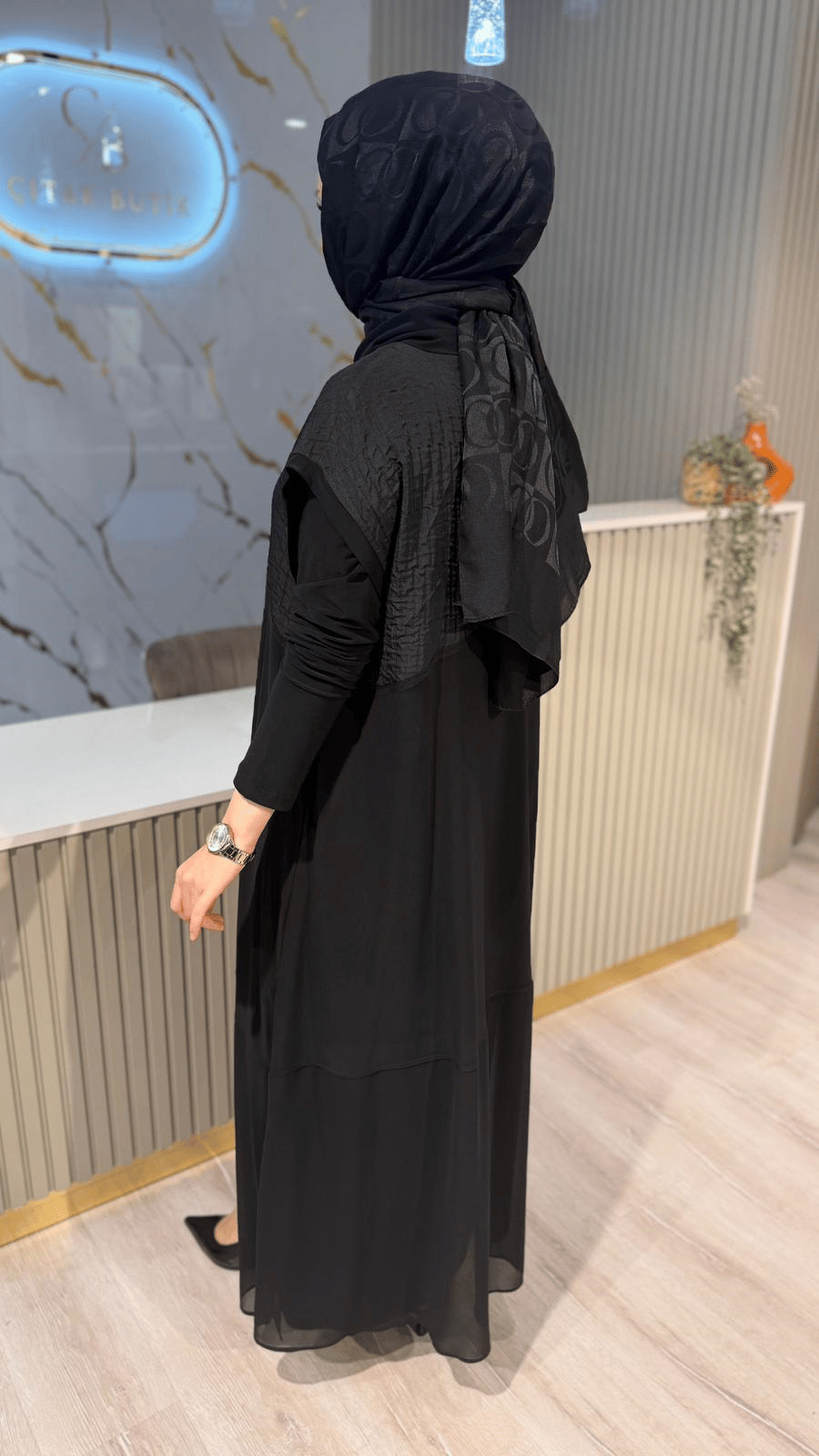 NURCAN ÇETİN 26517  JİLE ELBİSE TAKIM- SİYAH
