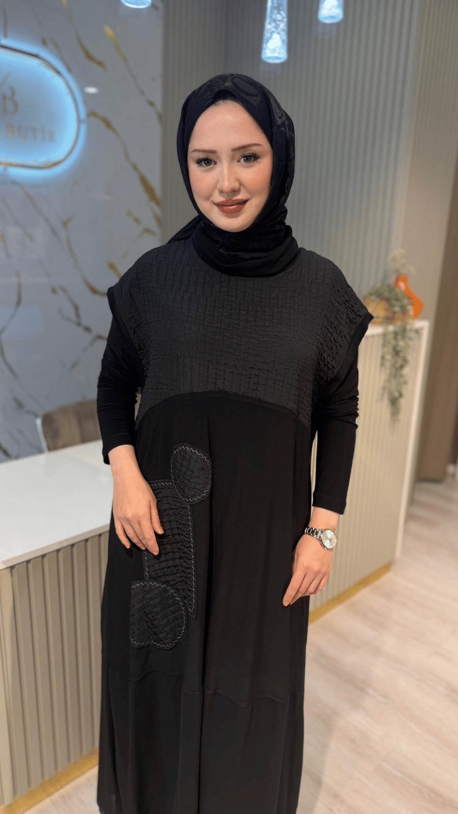 NURCAN ÇETİN 26517  JİLE ELBİSE TAKIM- SİYAH