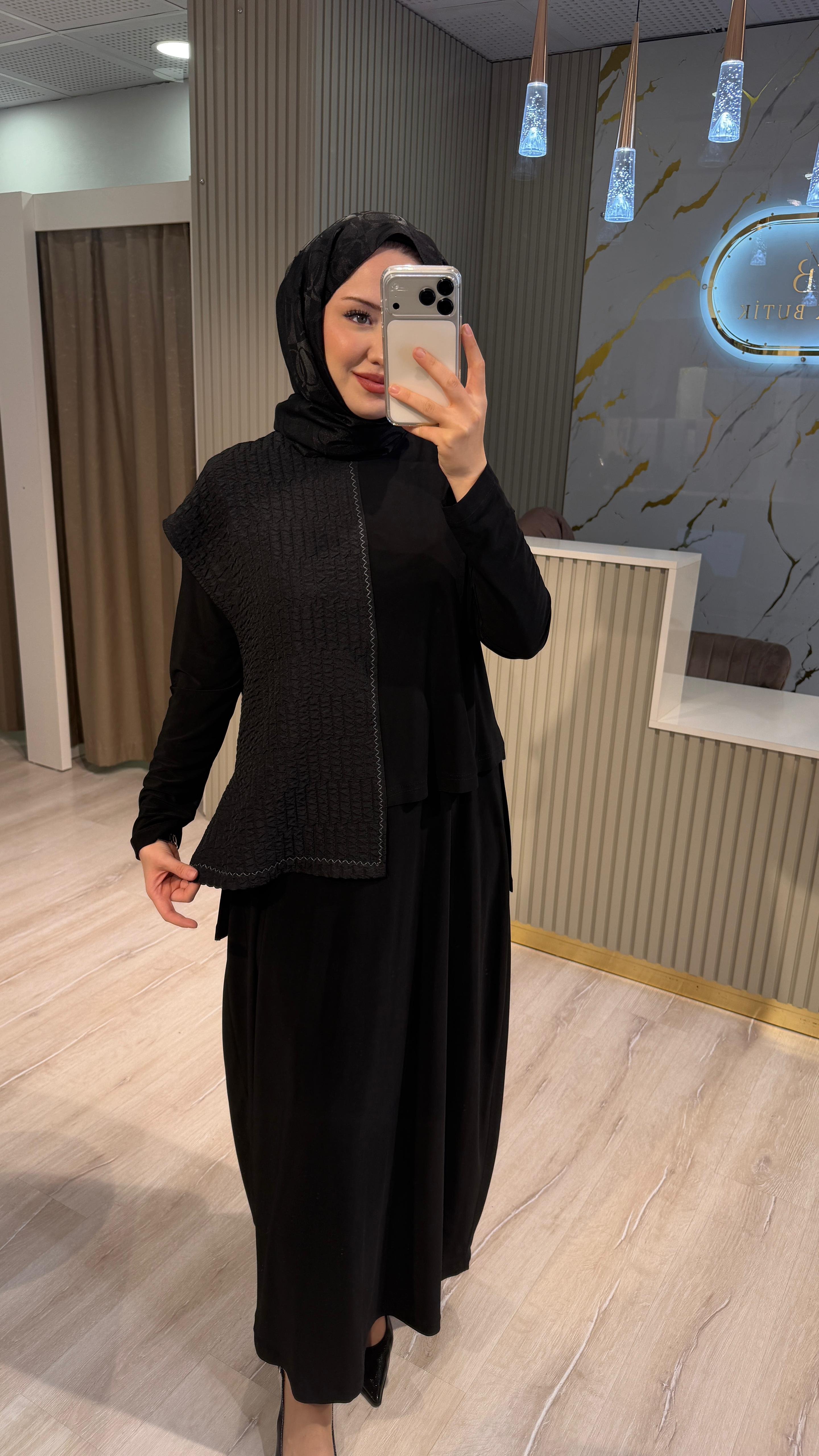 NURCAN ÇETİN 26519 ELBİSE-SİYAH