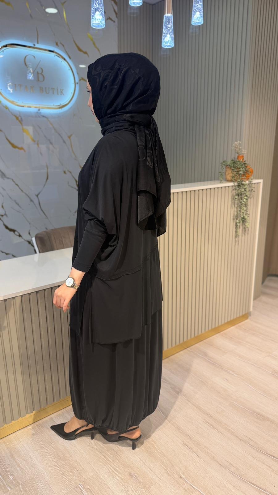 NURCAN ÇETİN 26524 ETEKLİ TAKIM-SİYAH