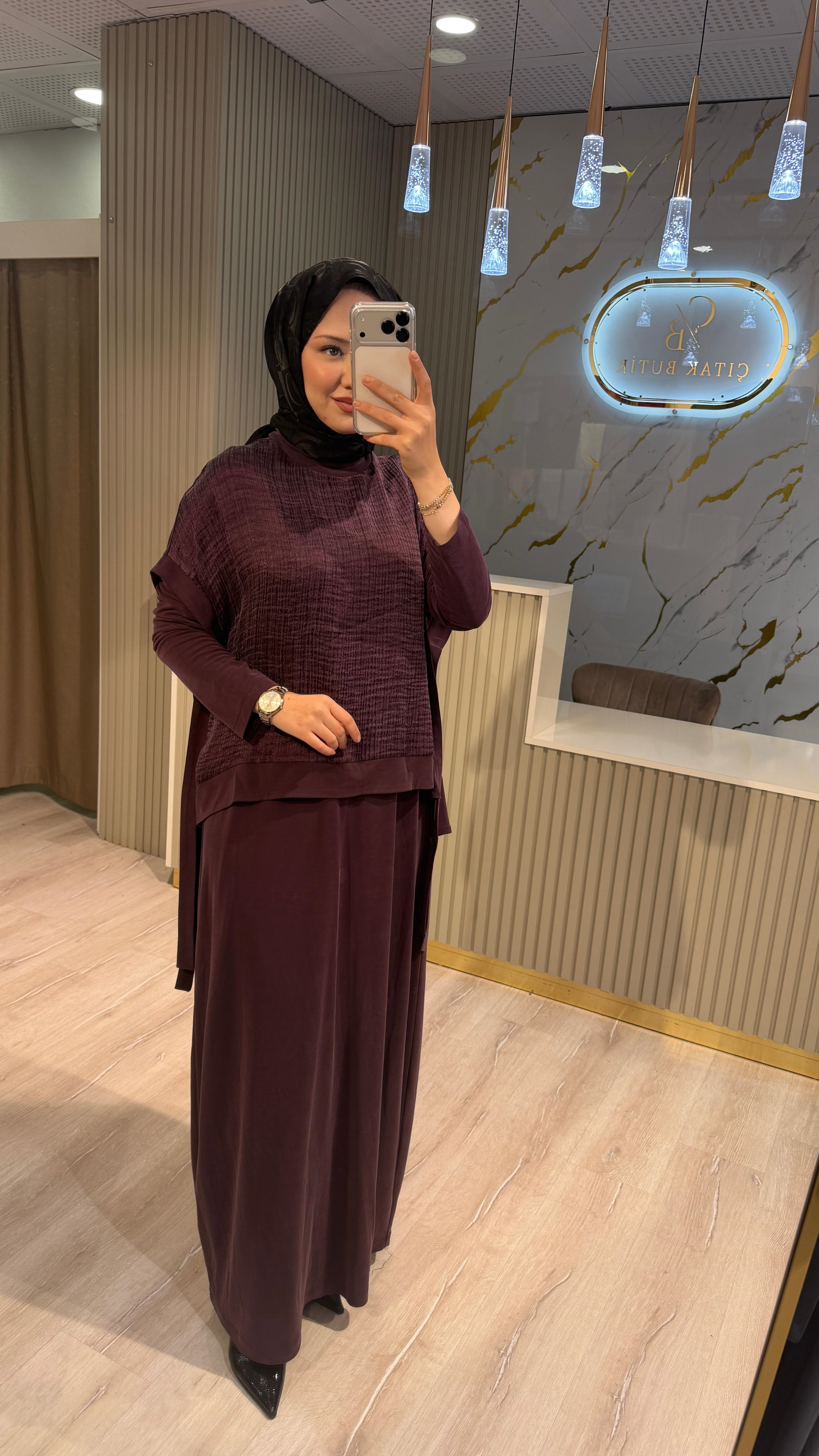 NURCAN ÇETİN 26544 İKİLİ ELBİSE-MÜRDÜM