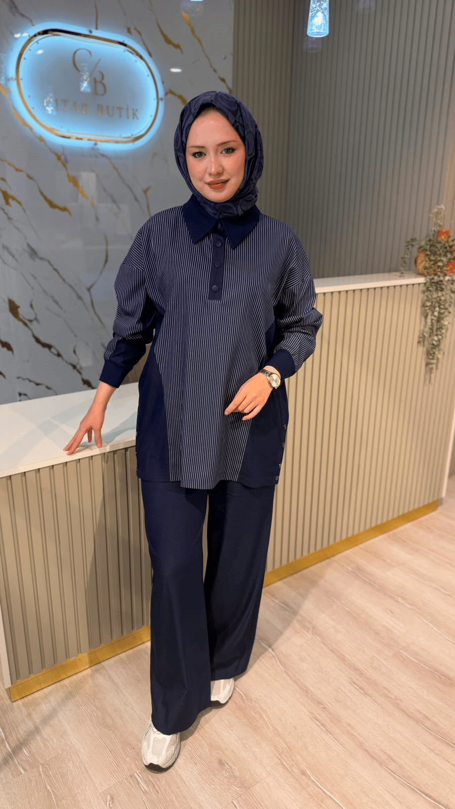 NUSS 01040 ÇİZGİ DETAY TAKIM - LACİVERT