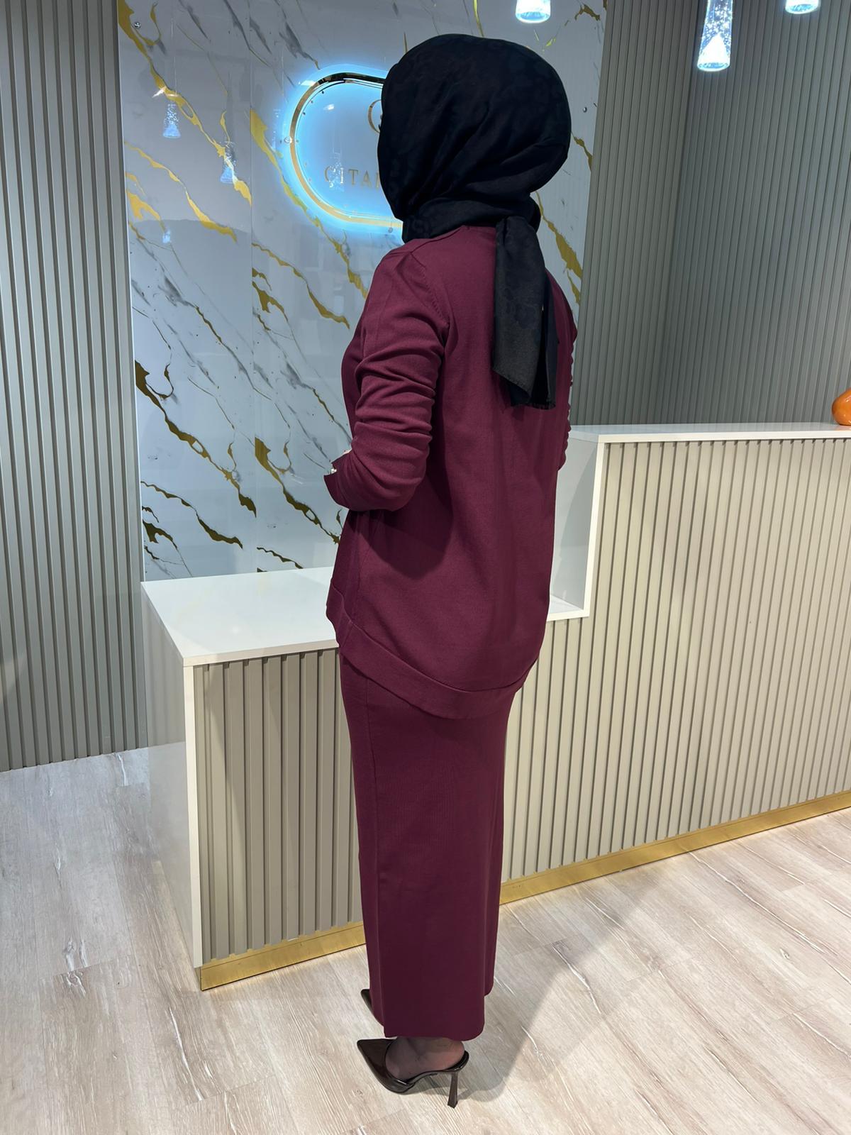 NUSS 013 MERSERİZE ETEK-BORDO