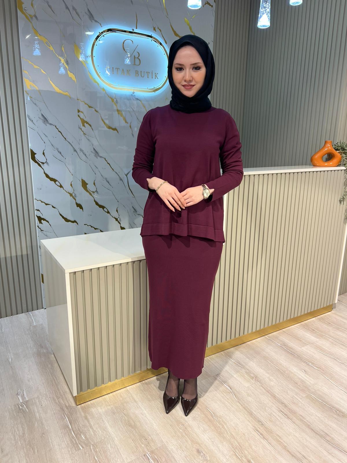 NUSS 013 MERSERİZE ETEK-BORDO