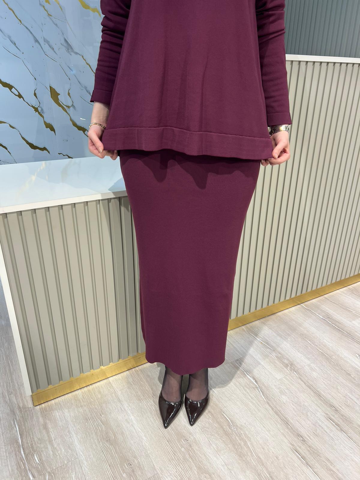 NUSS 013 MERSERİZE ETEK-BORDO