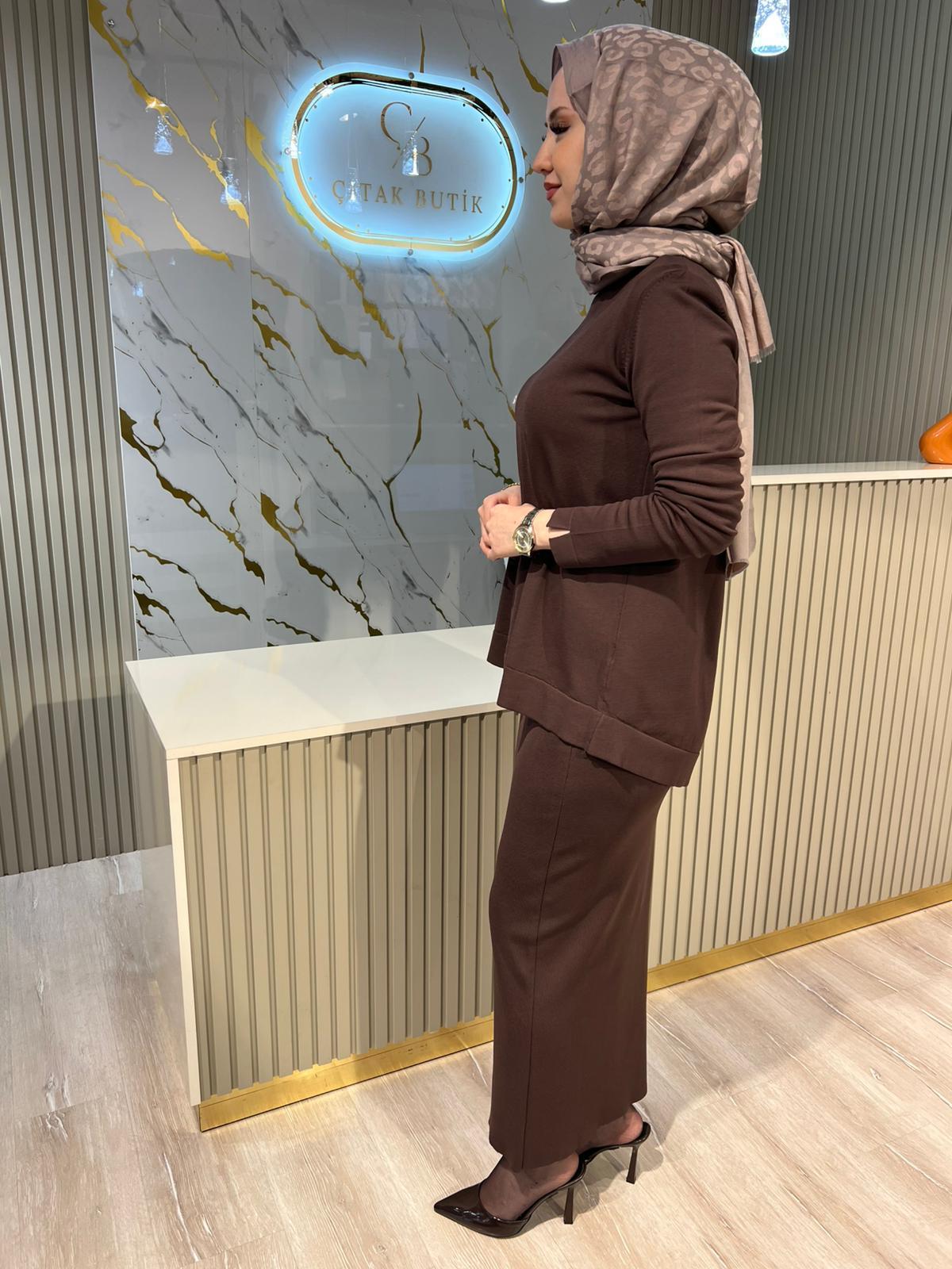 NUSS 013 MERSERİZE ETEK-KAHVE