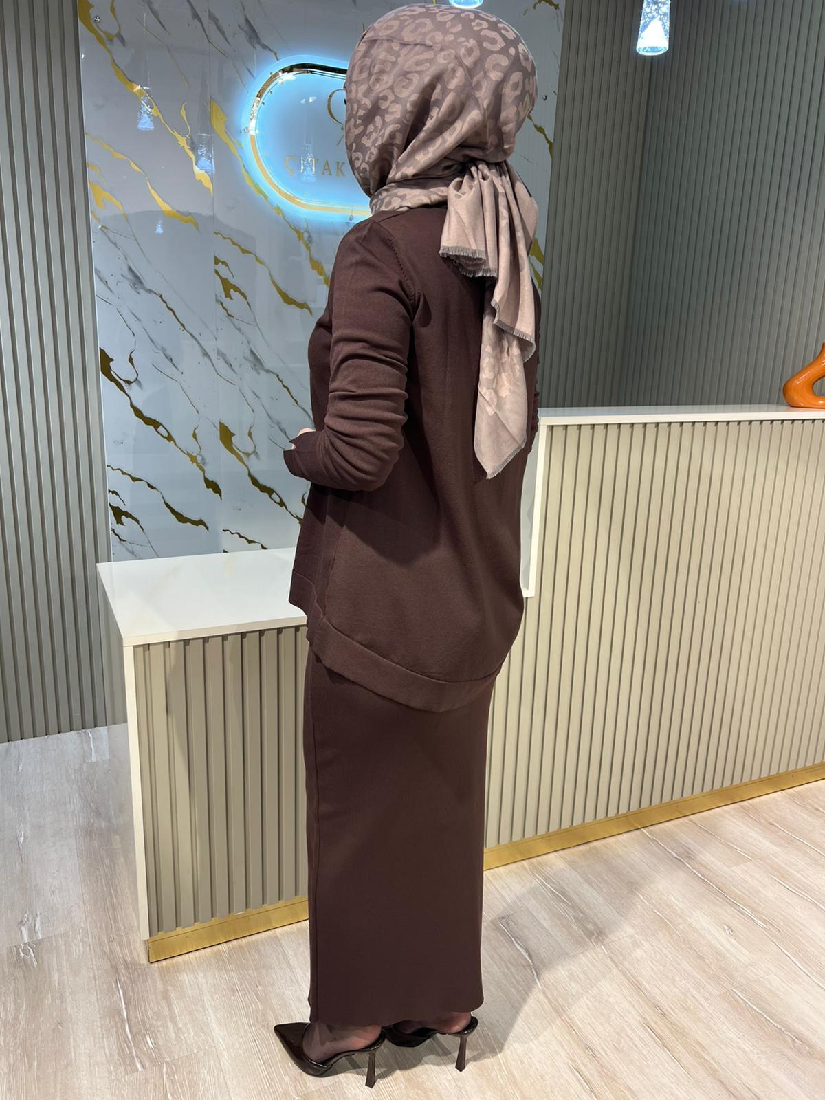 NUSS 013 MERSERİZE ETEK-KAHVE