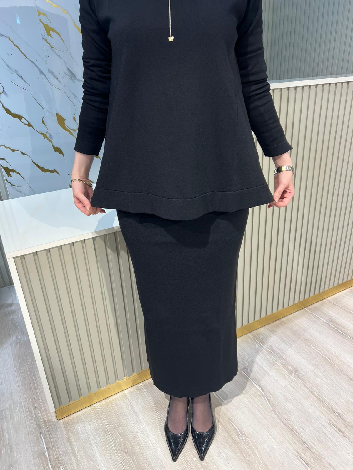 NUSS 013 MERSERİZE ETEK-SİYAH