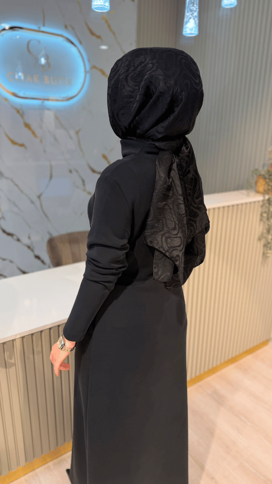 NUSS 02051 TOKALI ELBİSE - SİYAH