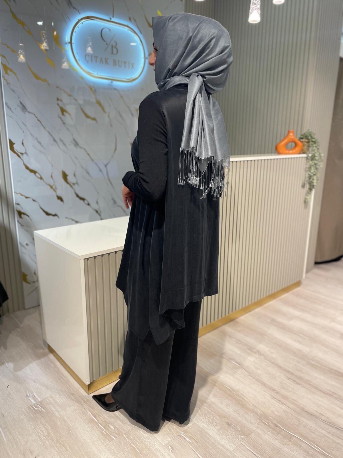 NUSS 1033 TAŞ DETAYLI TAKIM-SİYAH