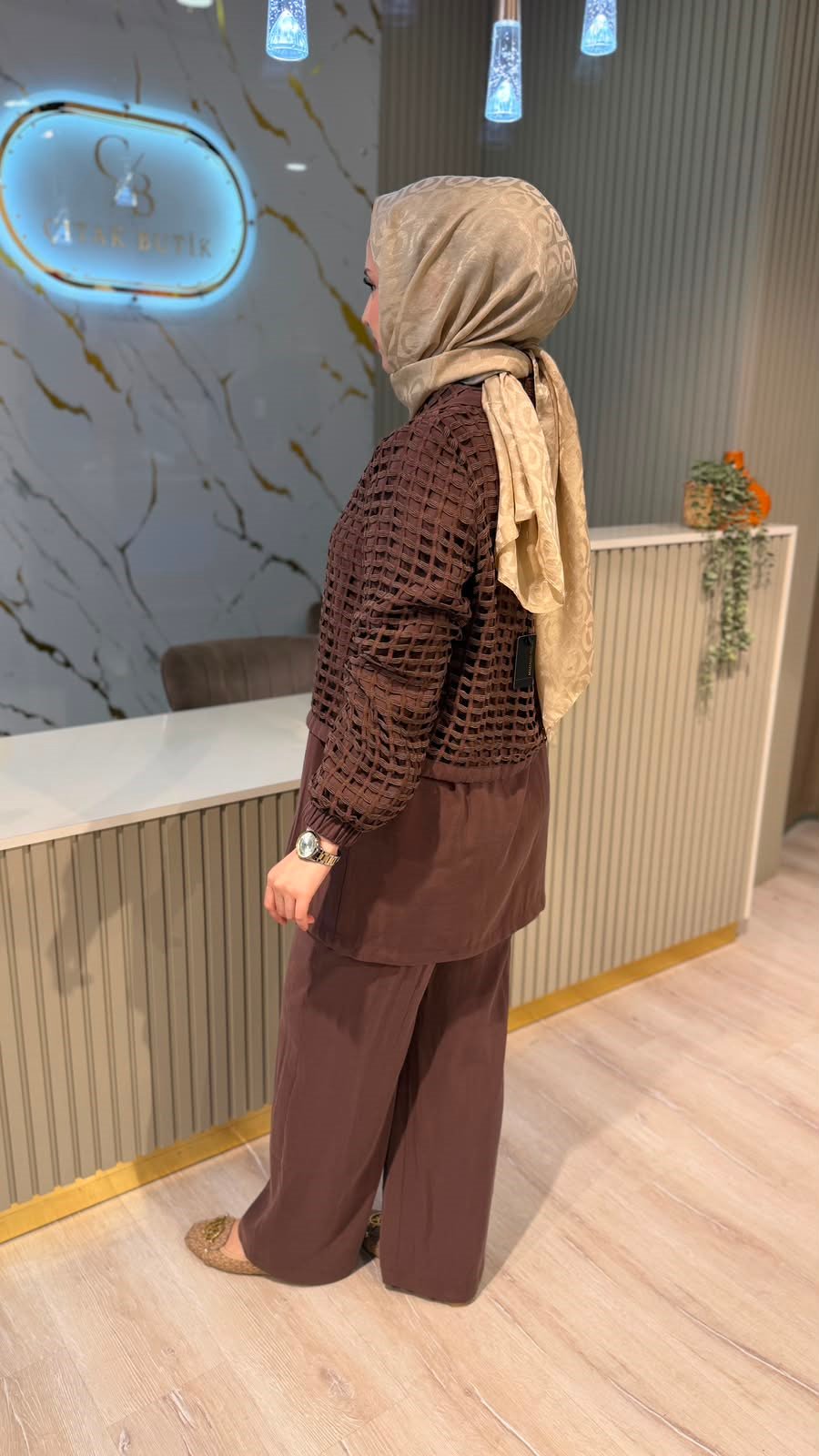 NUSS 1069 FİLE DETAYLI TAKIM- KAHVE