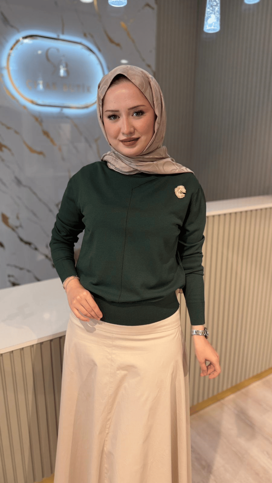 NUSS 200 MERSERİZE BLUZ - ÇAM YEŞİLİ