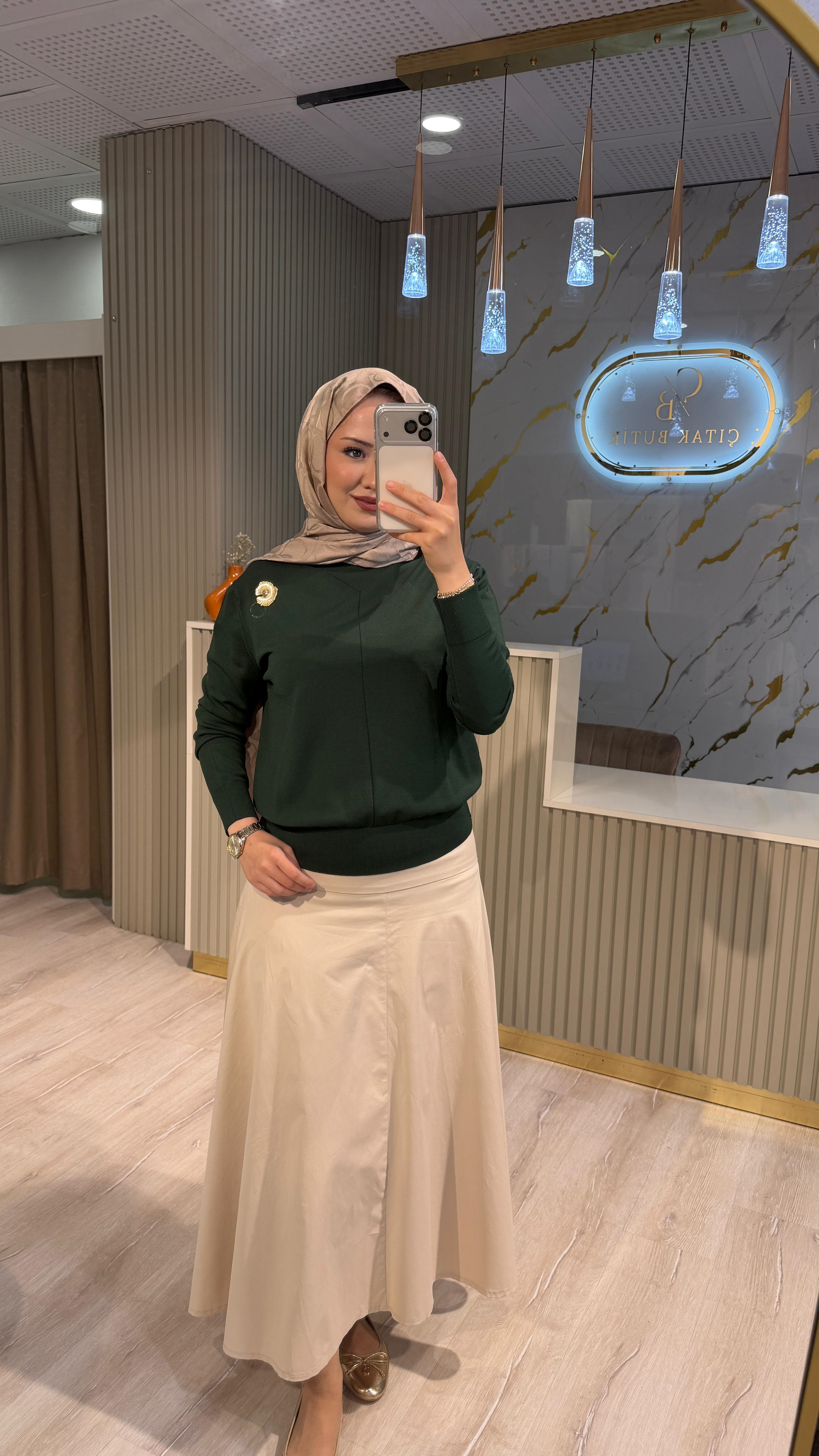 NUSS 200 MERSERİZE BLUZ - ÇAM YEŞİLİ