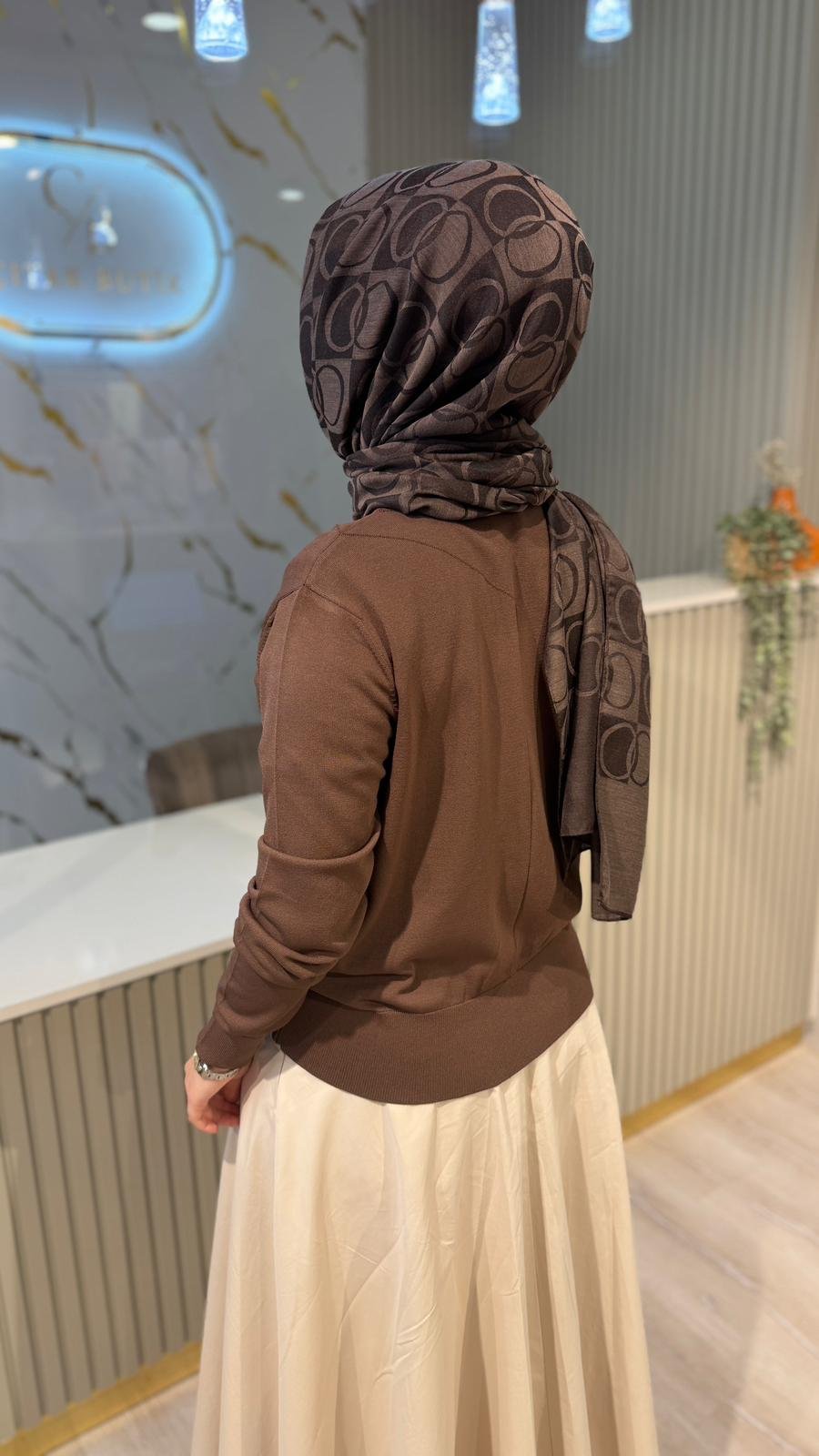 NUSS 200 MERSERİZE BLUZ - KAHVE