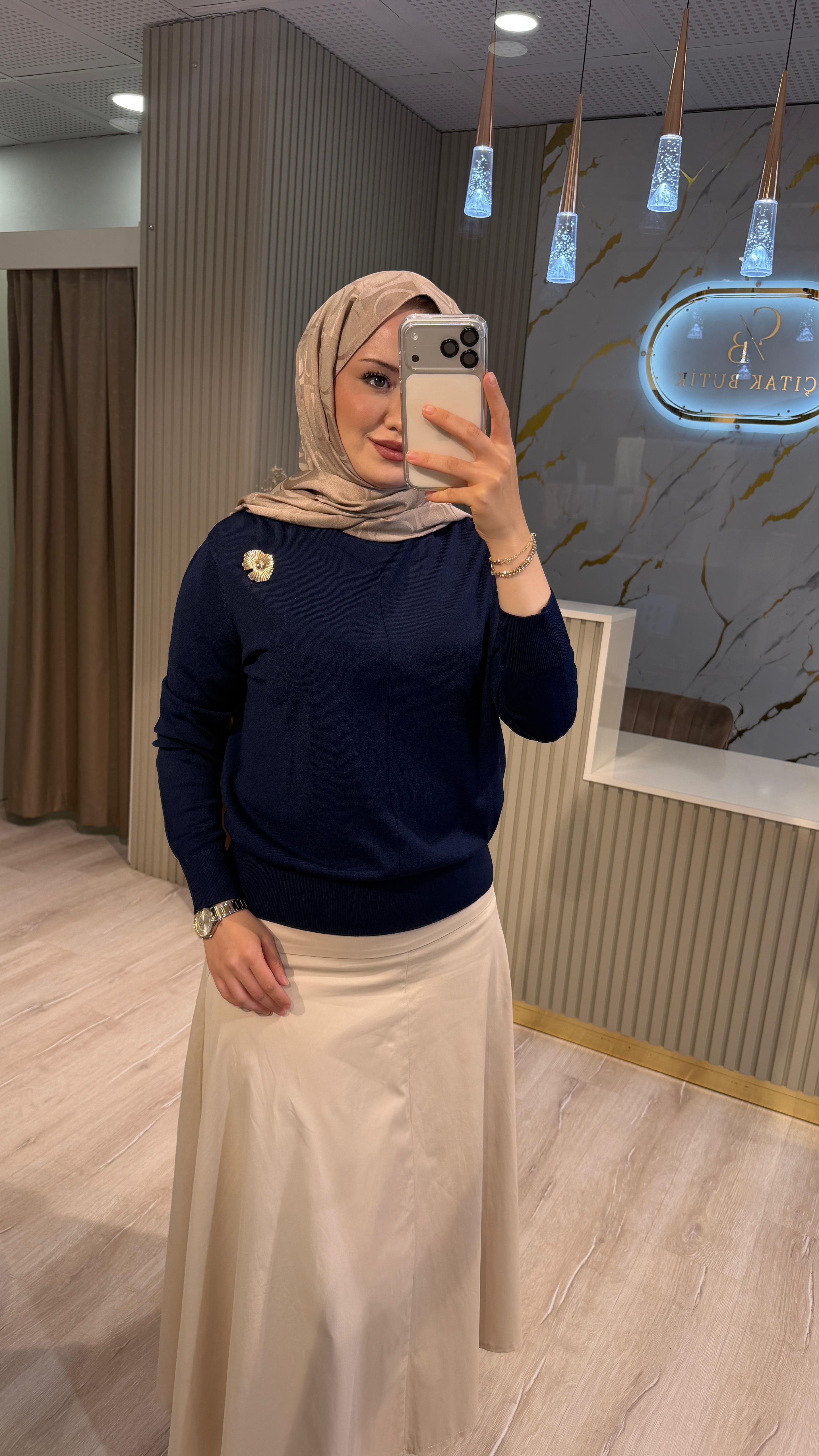 NUSS 200 MERSERİZE BLUZ - LACİVERT