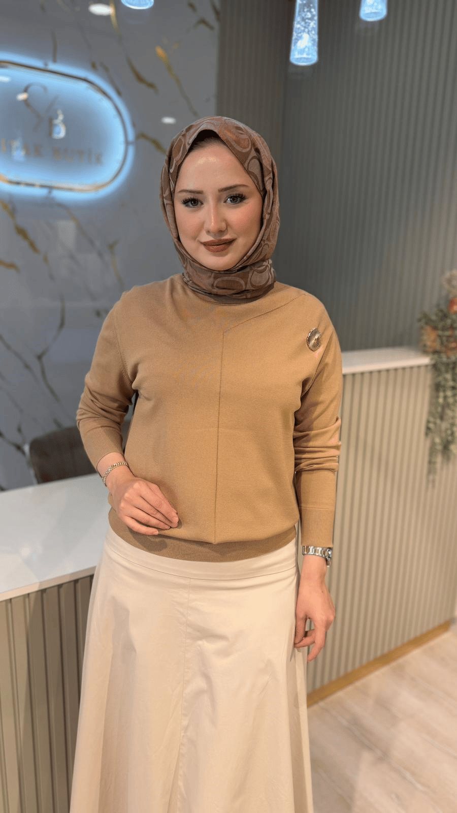 NUSS 200 MERSERİZE BLUZ - MOCHA