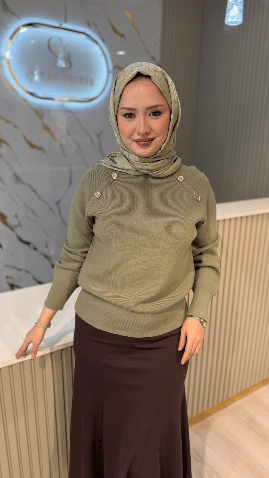 NUSS 201 DÜĞME DETAY TUNIK - HAKİ