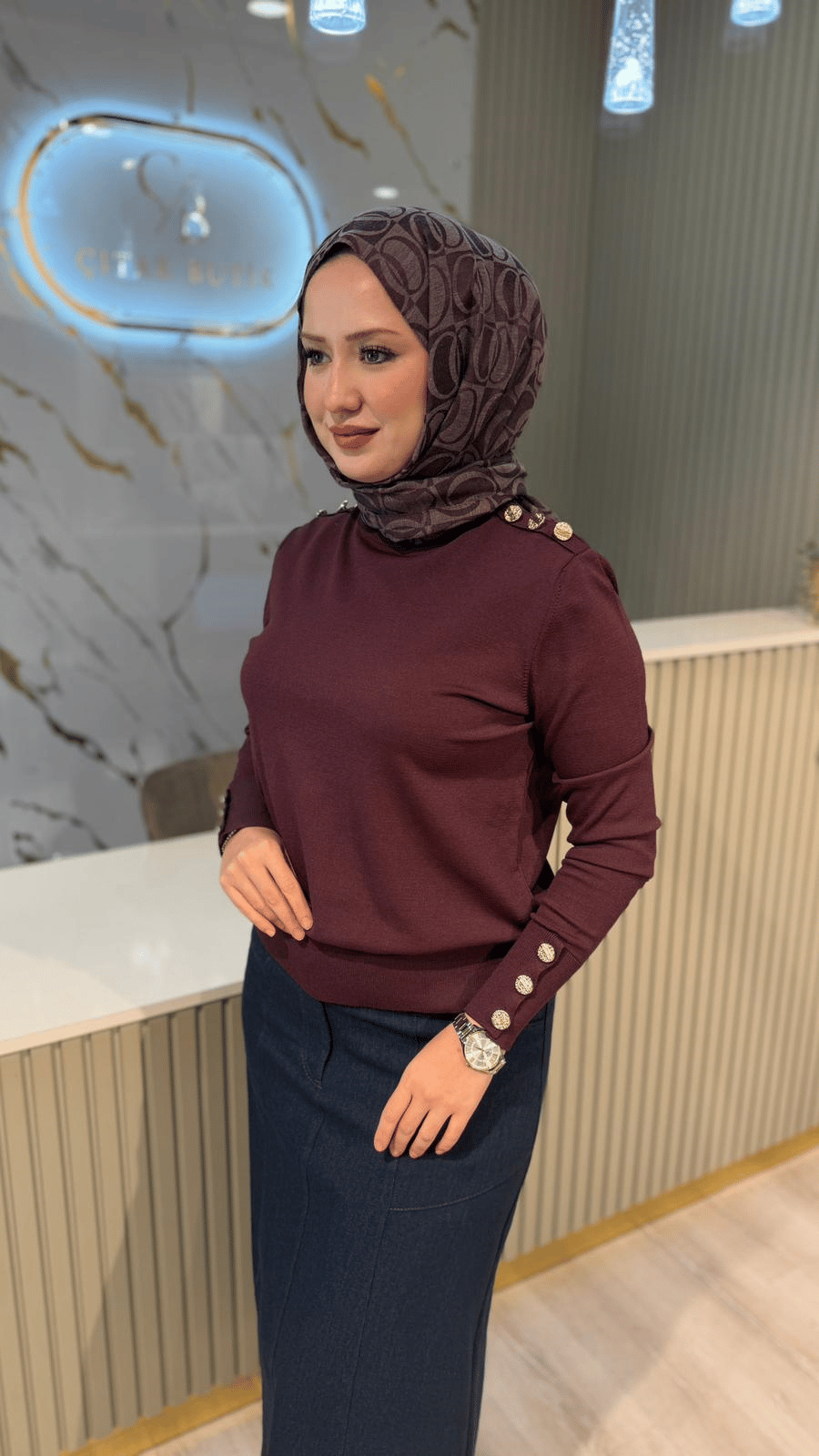 NUSS 203 MERSERİZE BLUZ - BORDO