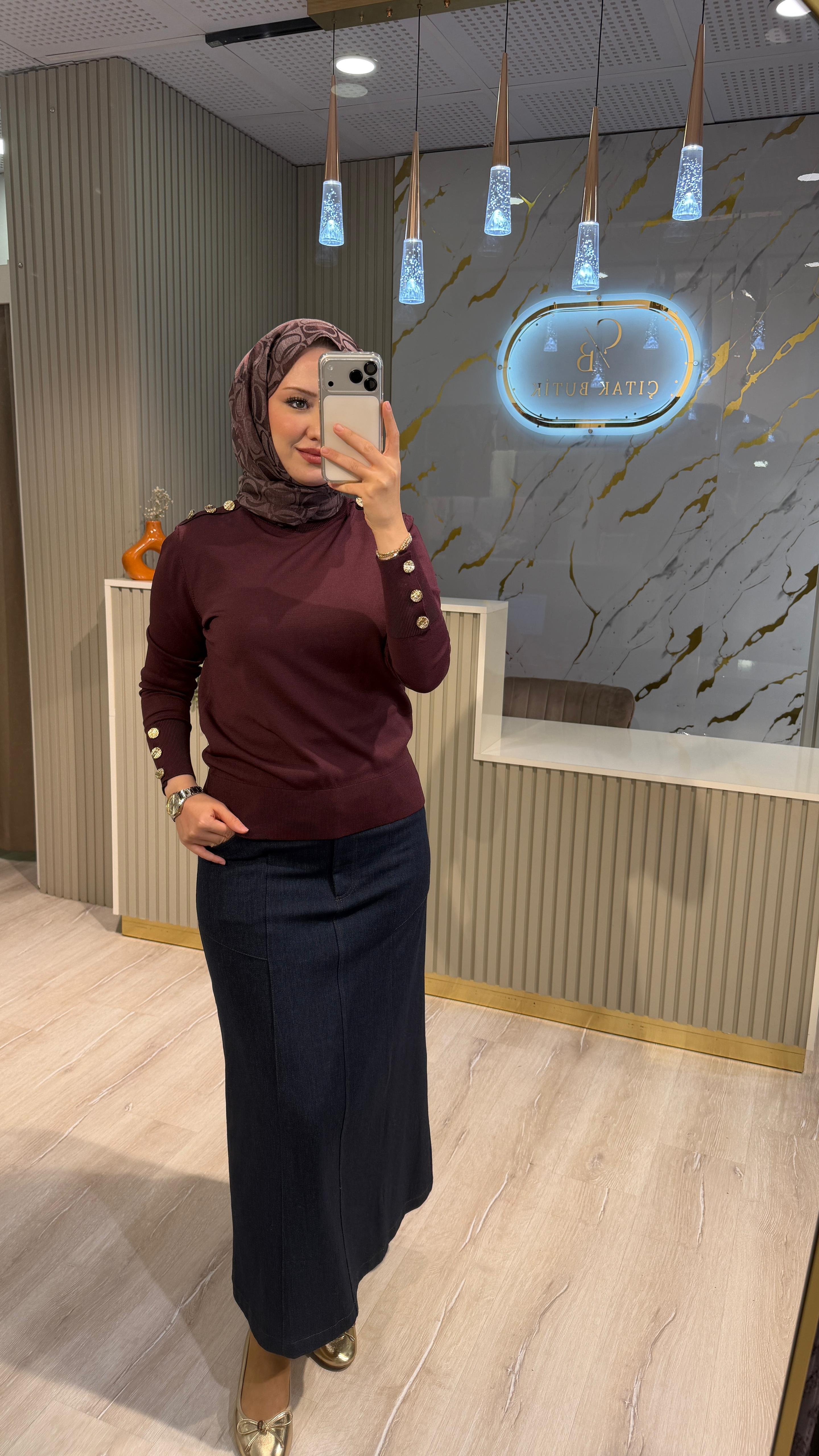 NUSS 203 MERSERİZE BLUZ - BORDO