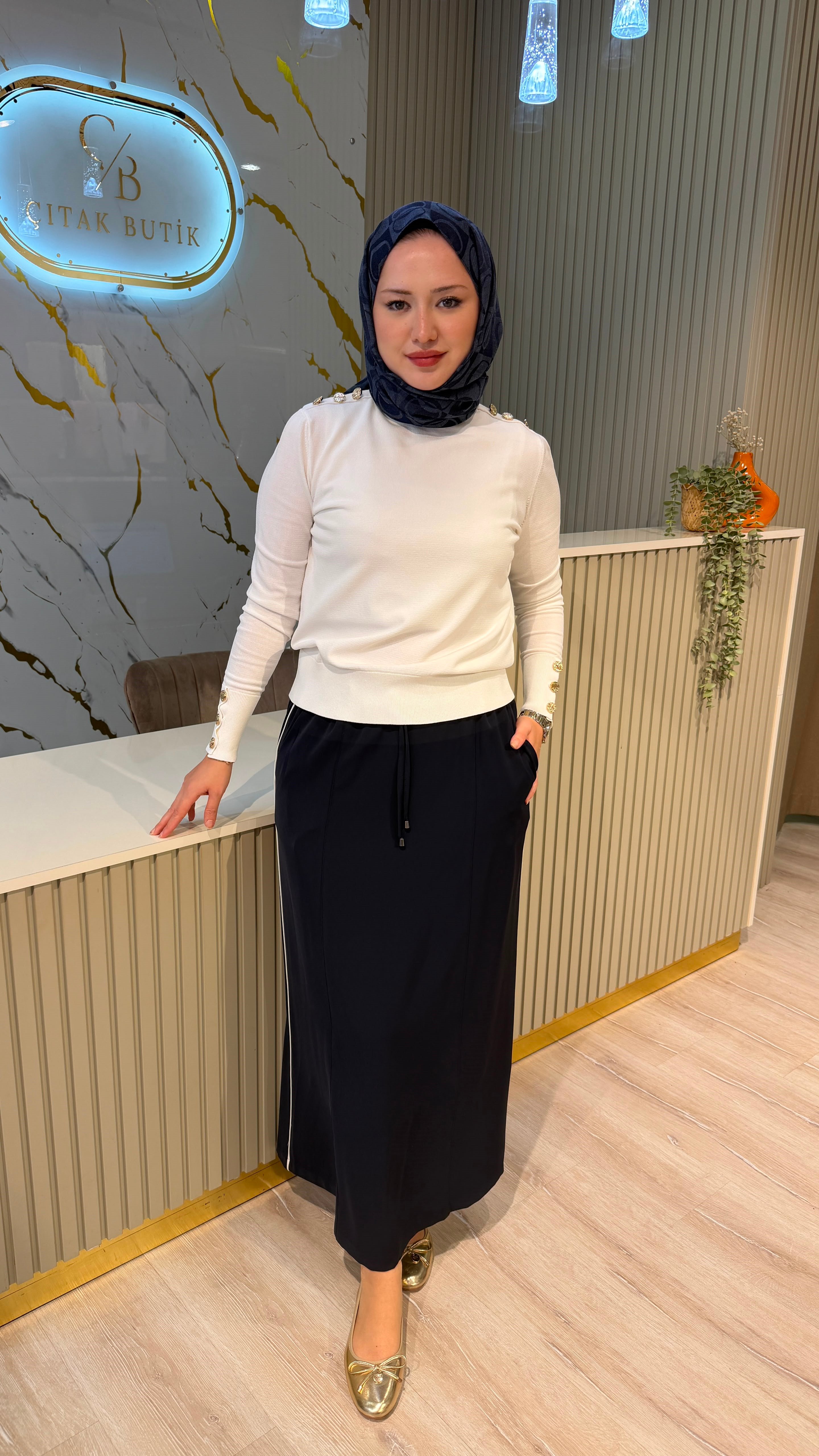 NUSS 203 MERSERİZE BLUZ - EKRU