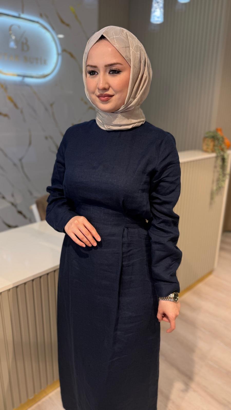 NUSS 2048 ELBİSE - LACİVERT