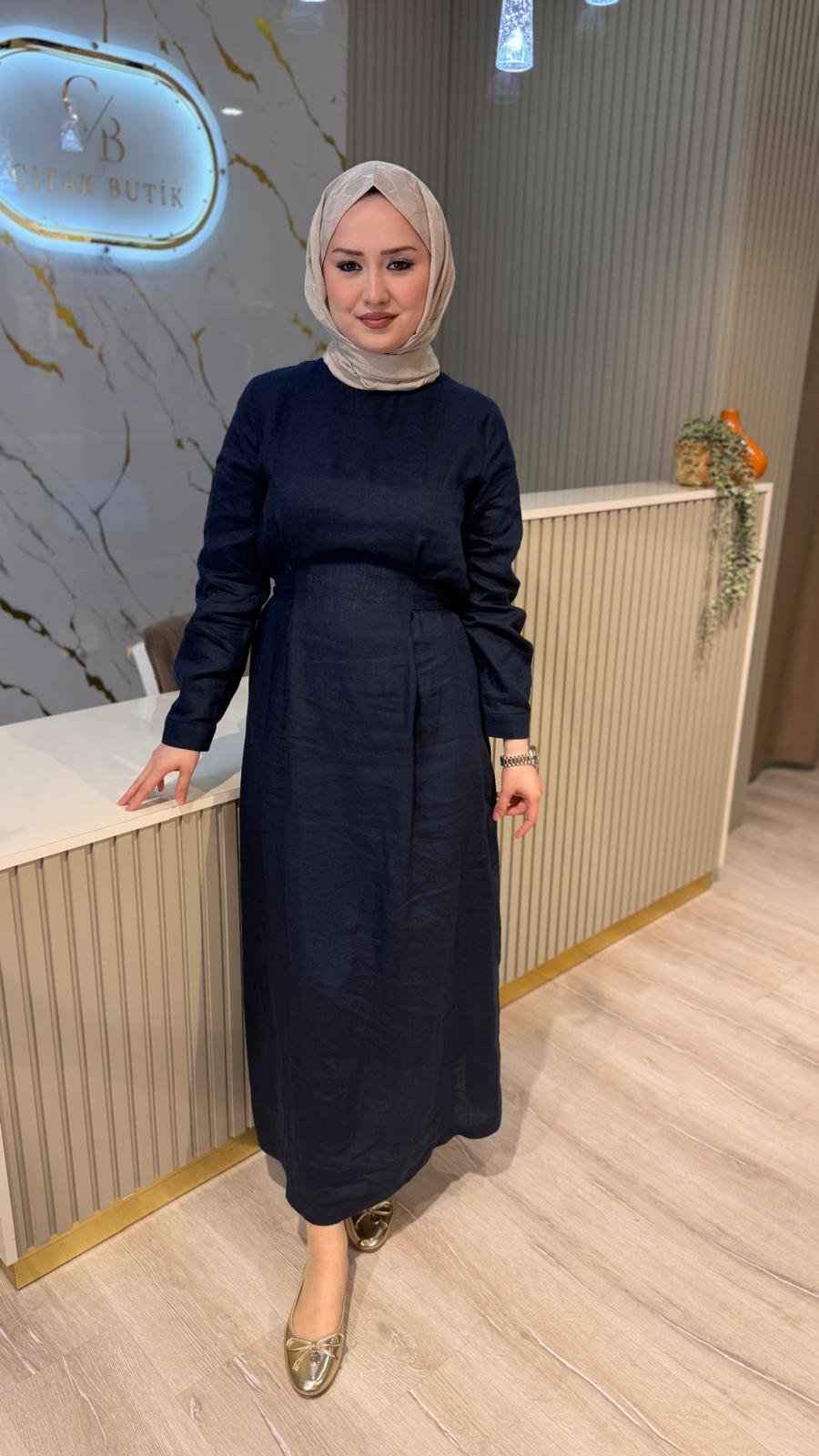 NUSS 2048 ELBİSE - LACİVERT