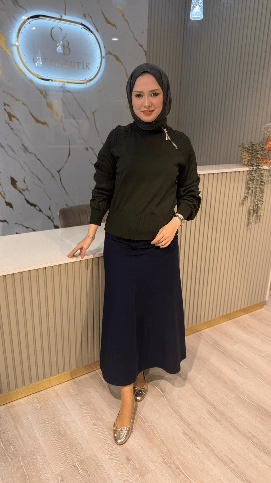 NUSS 205 FERMUAR DETAYLI BLUZ - HAKİ