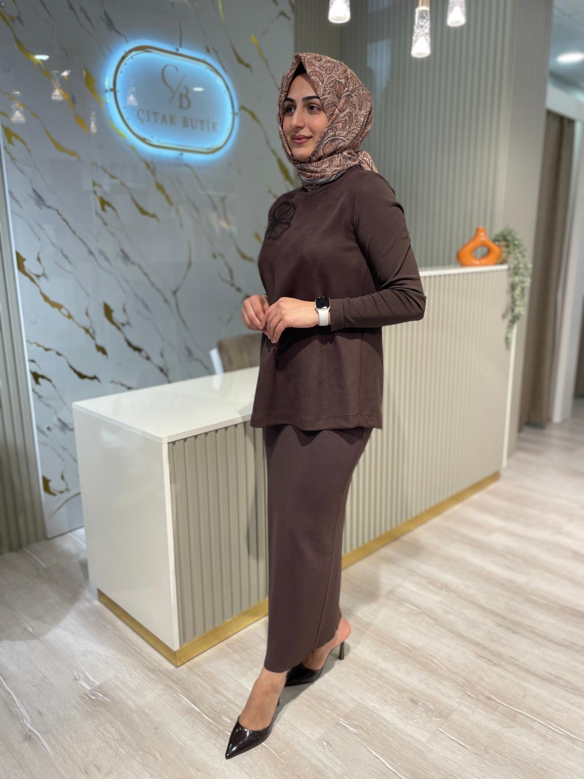 NUSS 3004 SÜET TUNİK-KAHVE