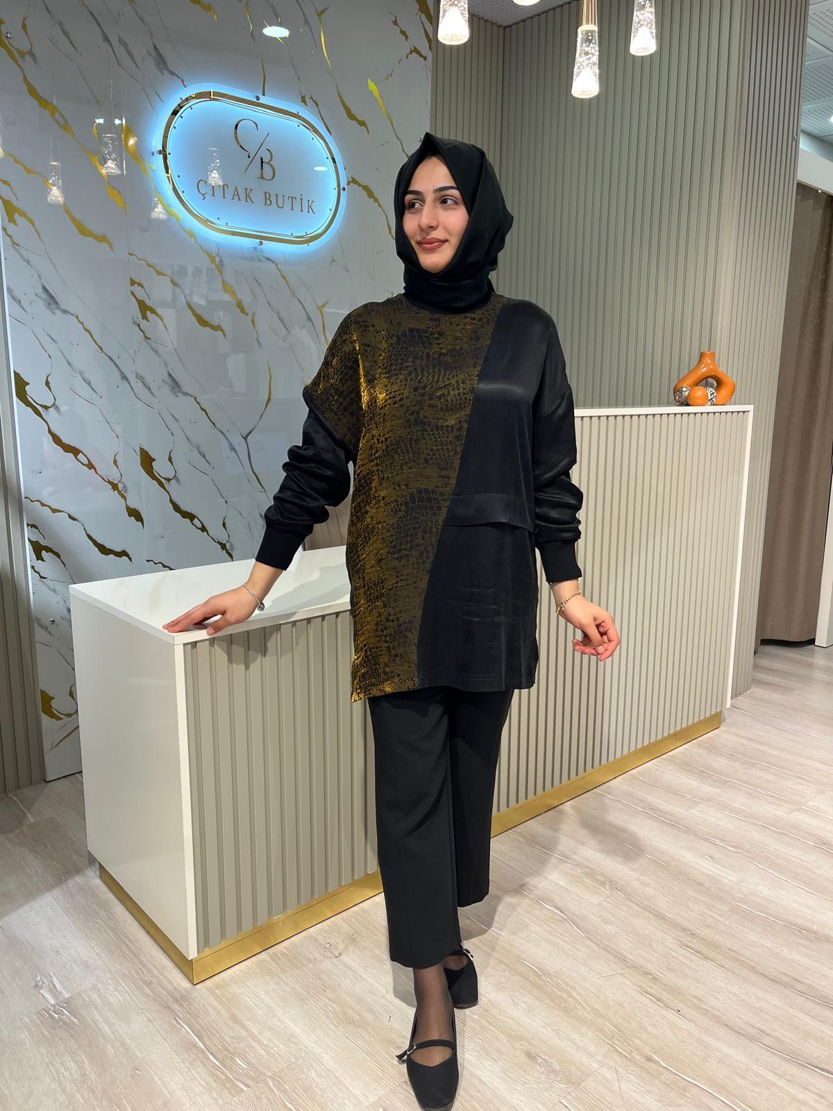 NUSS 3005 İPEK QUPRA TUNİK-OLİVE