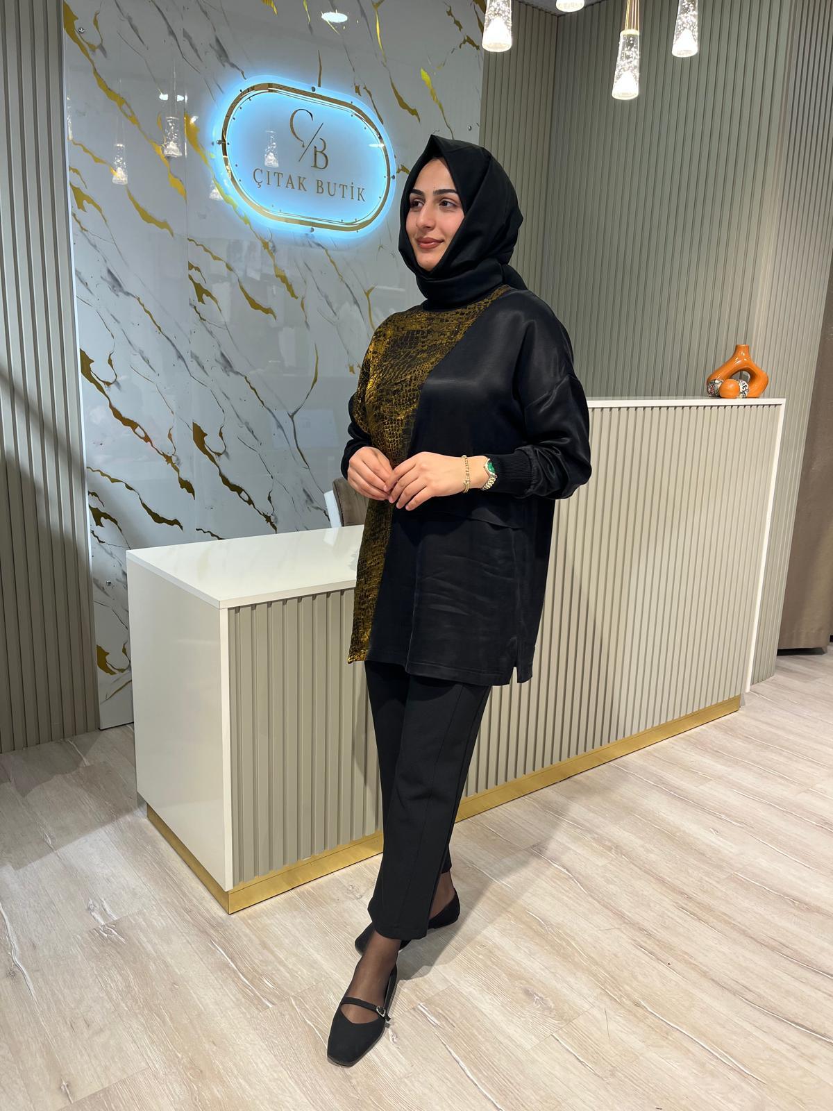 NUSS 3005 İPEK QUPRA TUNİK-OLİVE
