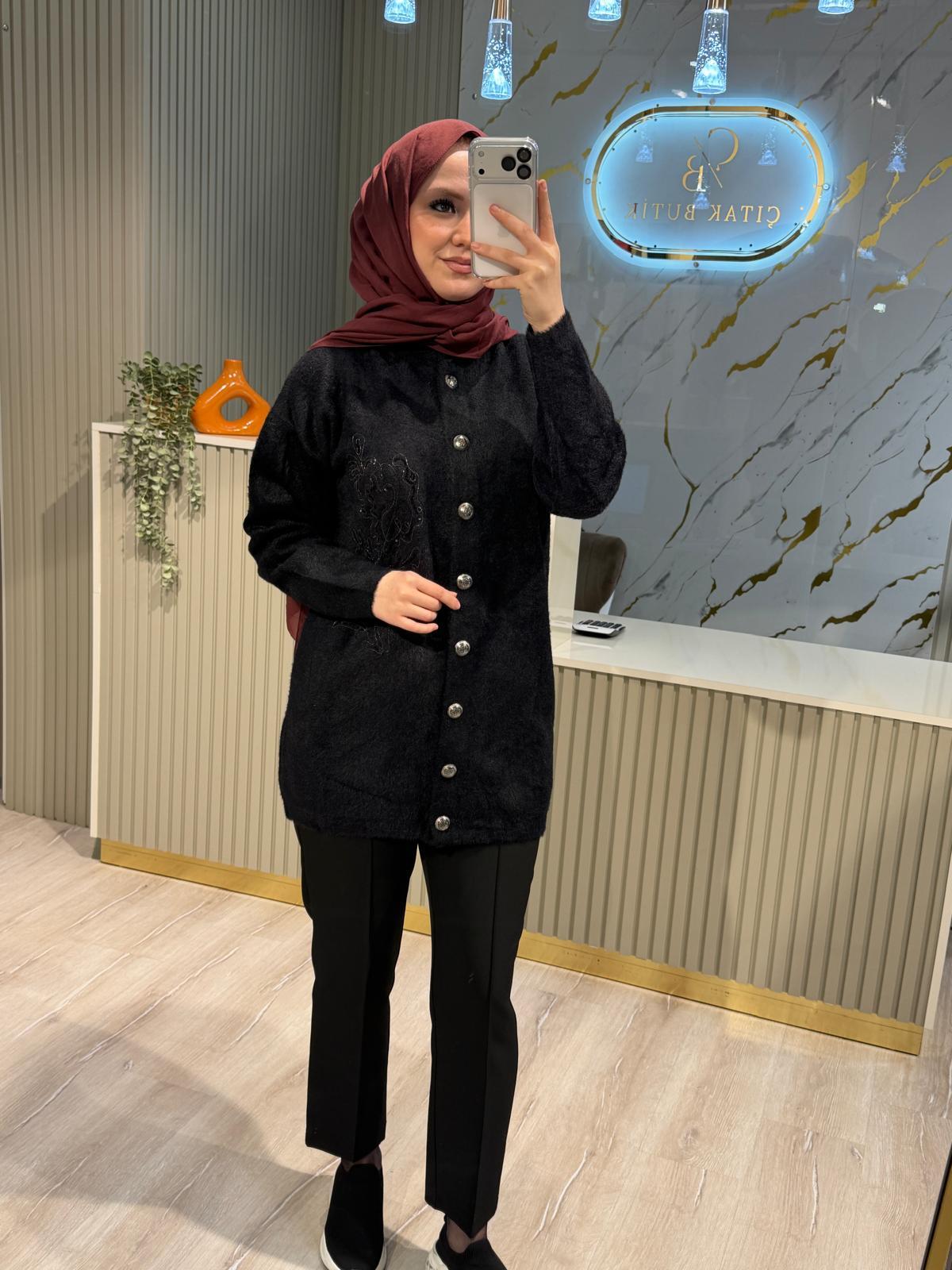 NUSS 7007 PUL DETAY ANGORA HIRKA-SİYAH