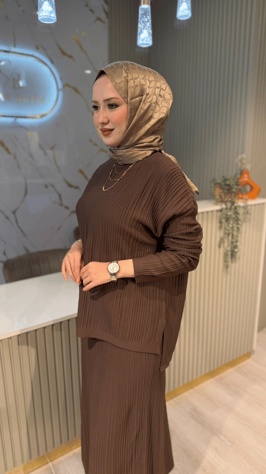 NUSS 701 MERSERİZE ETEKLİ TAKIM- KAHVE