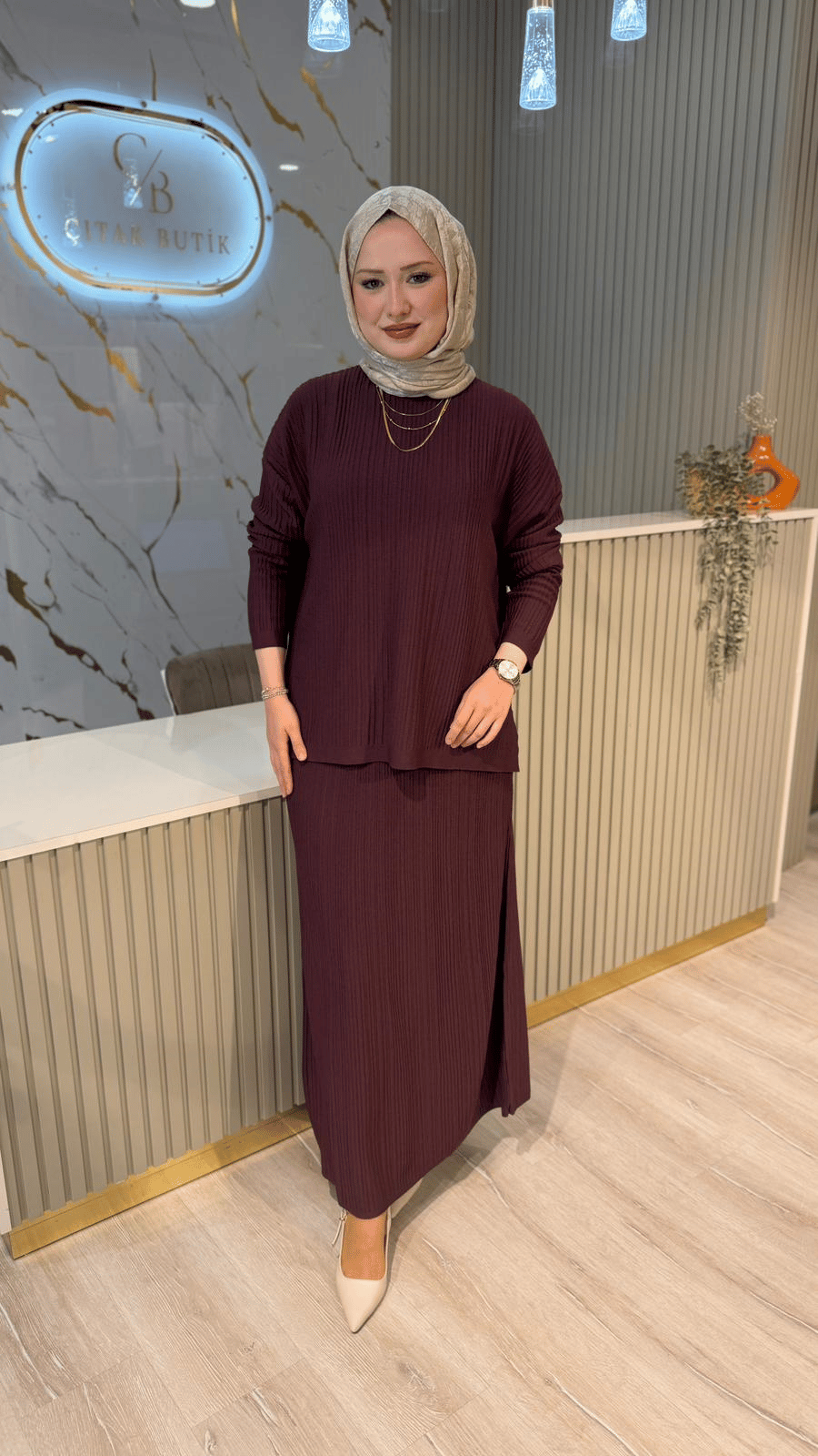 NUSS 701 MERSERİZE ETEKLİ TAKIM- MÜRDÜM