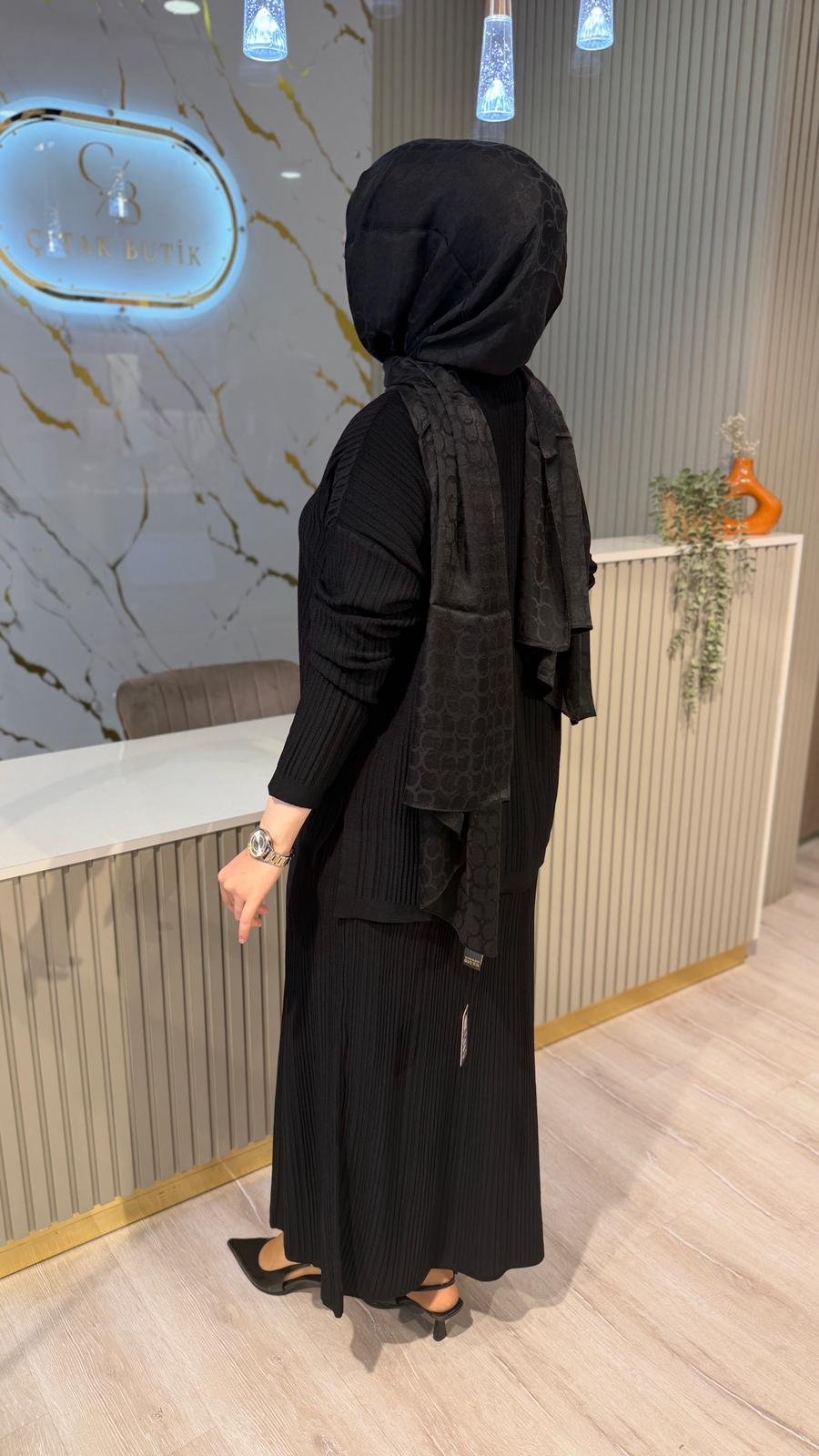 NUSS 701 MERSERİZE ETEKLİ TAKIM- SİYAH