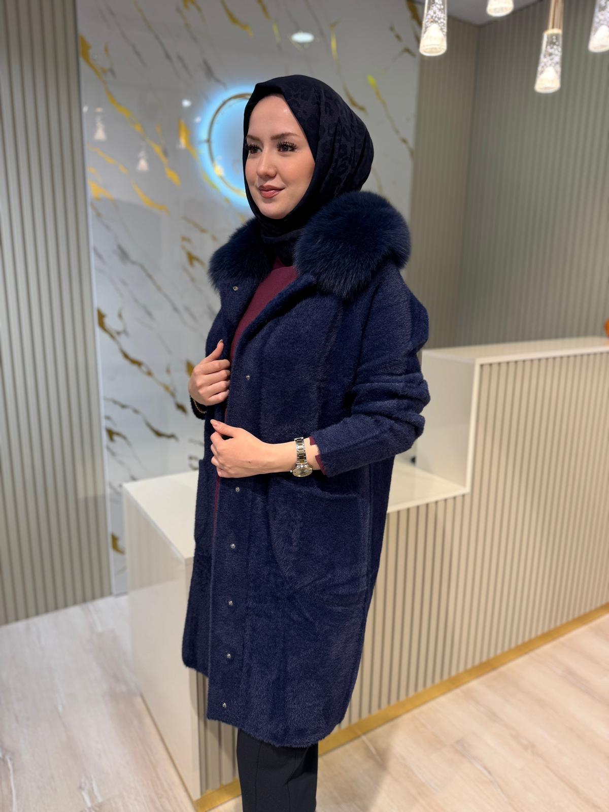NUSS 7011 ANGORA KABAN-LACİVERT