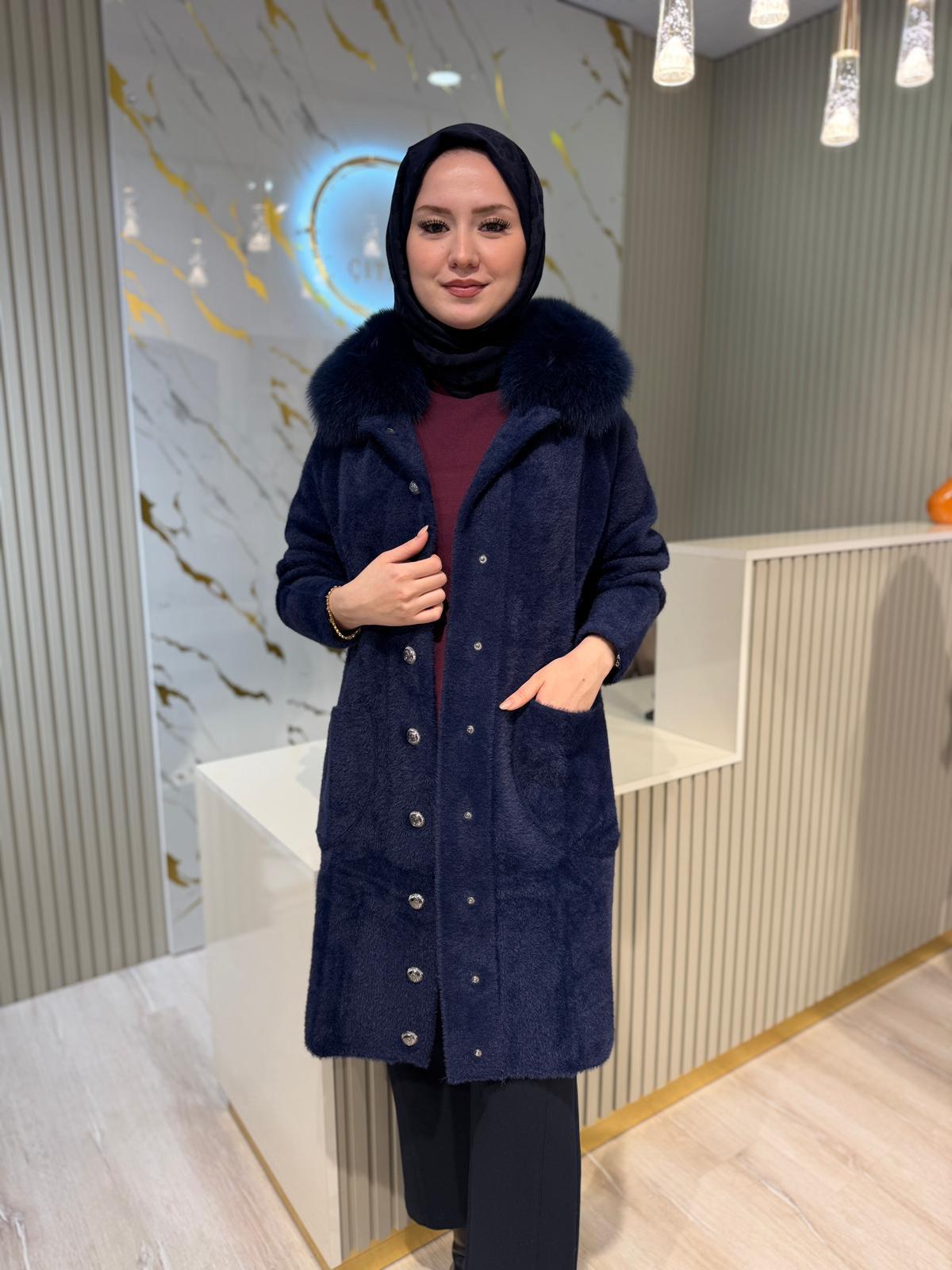 NUSS 7011 ANGORA KABAN-LACİVERT