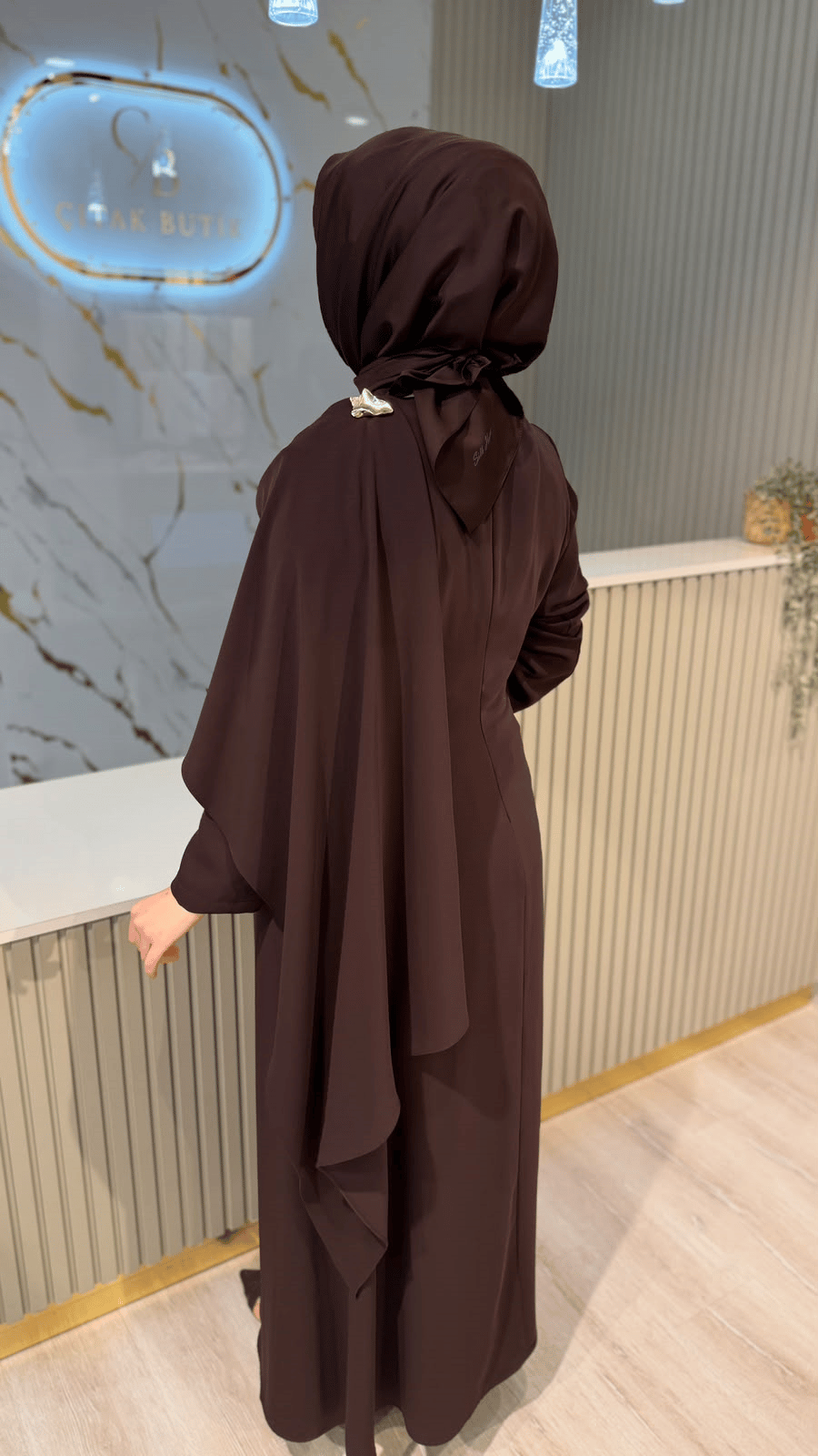 OTTO 01503 ŞAL YAKA ELBİSE - KAHVE