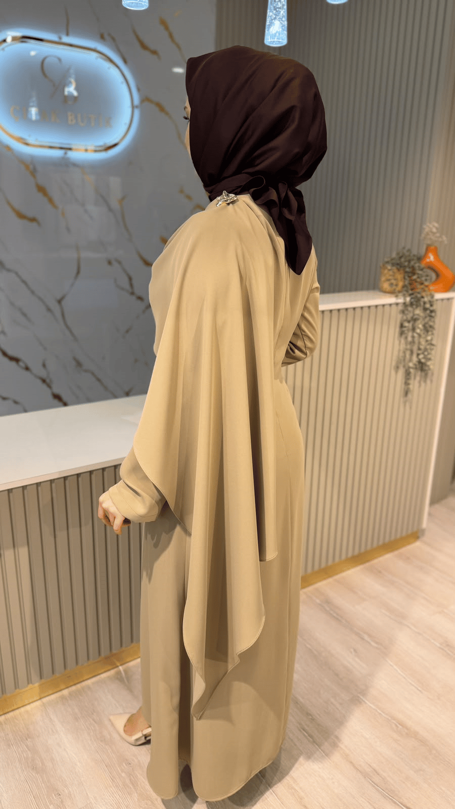 OTTO 01503 ŞAL YAKA ELBİSE - OLİVE